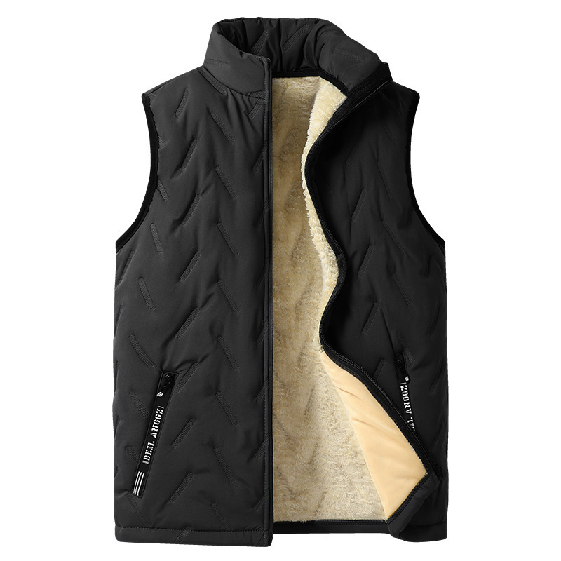 Men’s Fleece-Lined Winter Gilet – Lamb Wool, Stand-Up Collar, Ultrasonic Stitching, Regular Fit Layering, Warm Sleeveless Waistcoat for Autumn/Winter---Buy 2 Get 15% Off & Free Shipping!