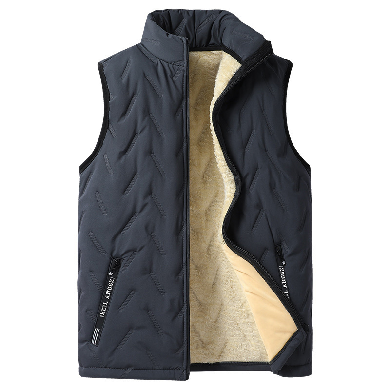 Men’s Fleece-Lined Winter Gilet – Lamb Wool, Stand-Up Collar, Ultrasonic Stitching, Regular Fit Layering, Warm Sleeveless Waistcoat for Autumn/Winter---Buy 2 Get 15% Off & Free Shipping!