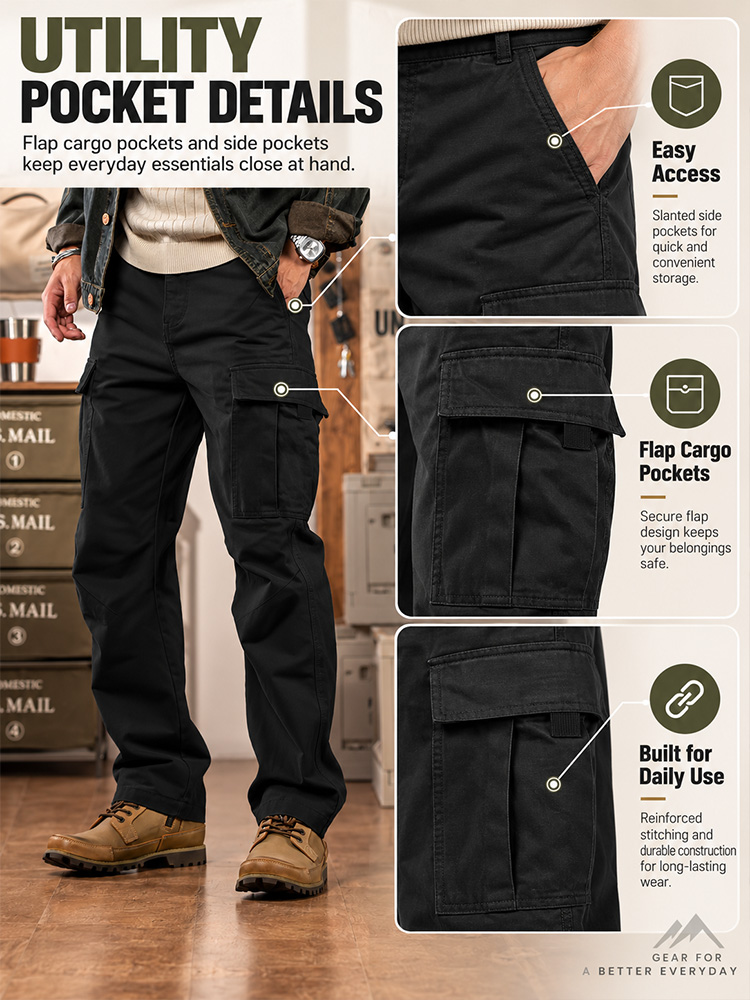 Men’s Loose Straight Cargo Trousers – Multi-Pocket, Durable Workwear, Casual Outdoor & Streetwear, Spring/Autumn---Buy 2 Get 15% Off & Free Shipping!
