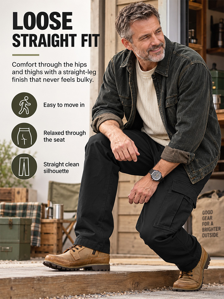 Men’s Loose Straight Cargo Trousers – Multi-Pocket, Durable Workwear, Casual Outdoor & Streetwear, Spring/Autumn---Buy 2 Get 15% Off & Free Shipping!