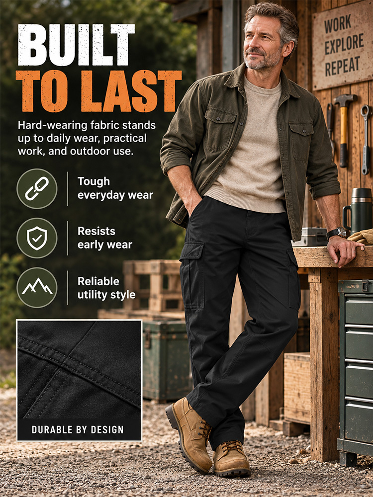 Men’s Loose Straight Cargo Trousers – Multi-Pocket, Durable Workwear, Casual Outdoor & Streetwear, Spring/Autumn---Buy 2 Get 15% Off & Free Shipping!
