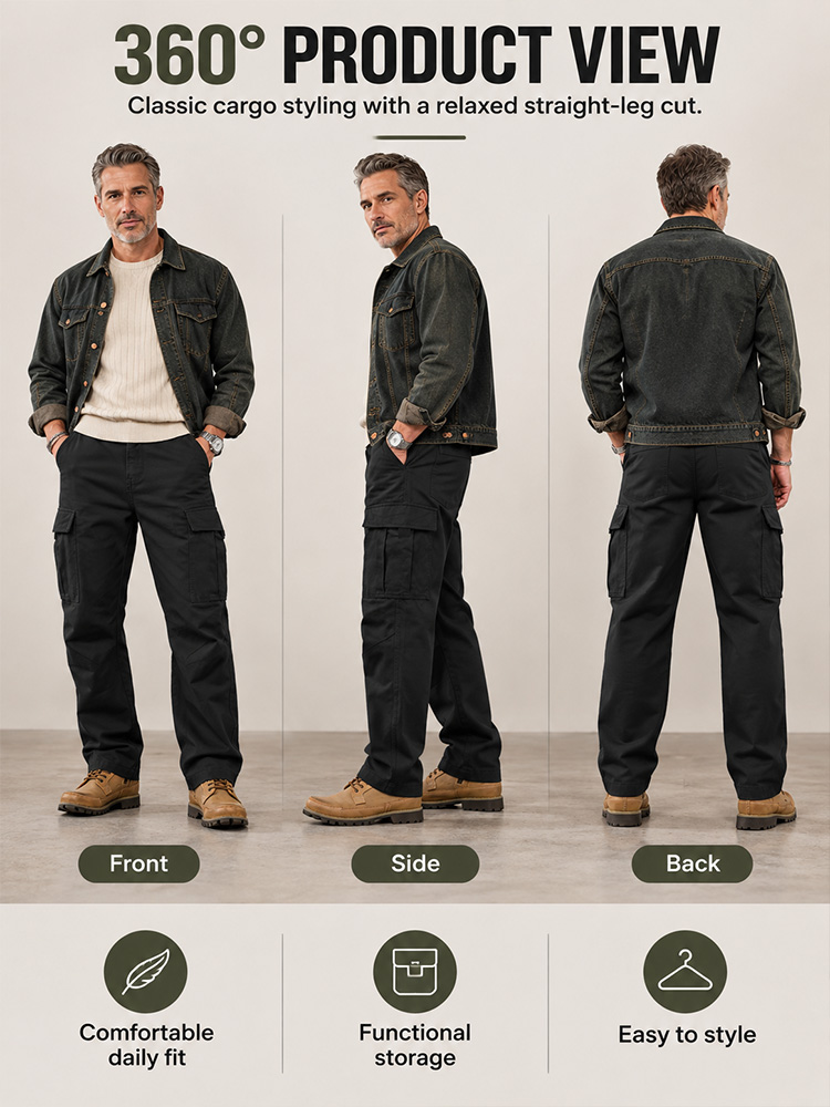 Men’s Loose Straight Cargo Trousers – Multi-Pocket, Durable Workwear, Casual Outdoor & Streetwear, Spring/Autumn---Buy 2 Get 15% Off & Free Shipping!