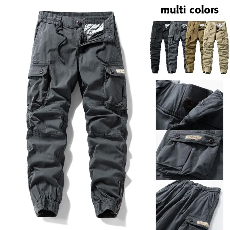 Men’s Multi-Pocket Cargo Trousers – Drawstring Waist & Cuffs, Retro Outdoor, Casual Streetwear---Buy 2 Get 15% Off & Free Shipping!