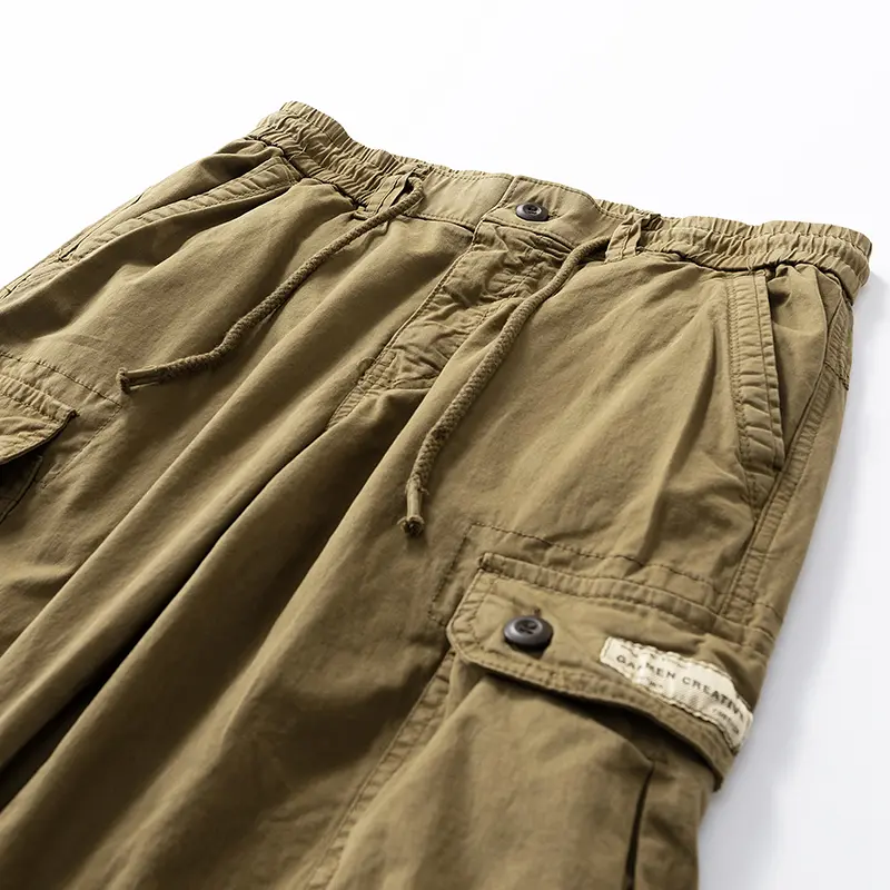 Men’s Multi-Pocket Cargo Trousers – Drawstring Waist & Cuffs, Retro Outdoor, Casual Streetwear---Buy 2 Get 15% Off & Free Shipping!