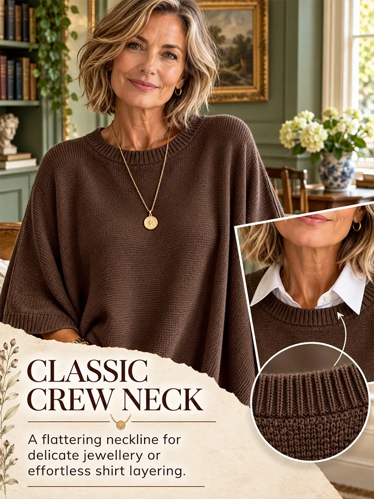 Women’s Oversized Knitted Jumper – Round Neck, Loose Fit Solid Colour Pullover for Autumn/Winter Layering---Buy 2 Get 10% Off & Free Shipping!