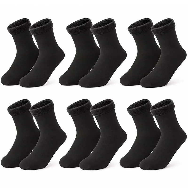 Women’s 6-Pack Thermal Snow Socks – Thick Fleece Lined, Extreme Warmth Mid-Calf Cosy Socks for Autumn/Winter --- 12 Pairs for Just £16.2 & Free shipping！