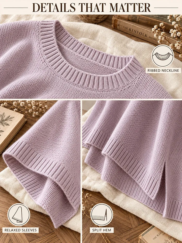 Women’s Oversized Knitted Jumper – Round Neck, Loose Fit Solid Colour Pullover for Autumn/Winter Layering---Buy 2 Get 10% Off & Free Shipping!