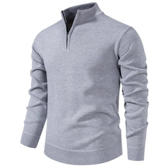 Men’s Half-Zip Fleece-Lined Sweater Set – Long Sleeve, Loose Fit, Solid Colour for Office & Parties, Autumn/Winter---Buy 2 Get 15% Off & Free Shipping!