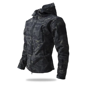 Men’s Waterproof Windproof Softshell Tactical Jacket – Fleece-Lined Hooded Coat with Multi-Pockets for Outdoor Work & Training---Buy 2 Get 15% Off & Free Shipping!