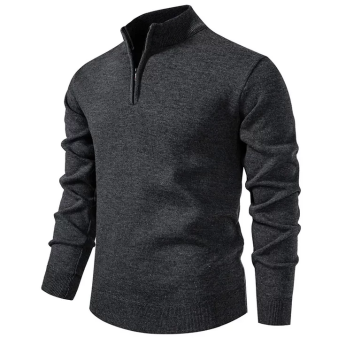 Men’s Half-Zip Fleece-Lined Sweater Set – Long Sleeve, Loose Fit, Solid Colour for Office & Parties, Autumn/Winter---Buy 2 Get 15% Off & Free Shipping!