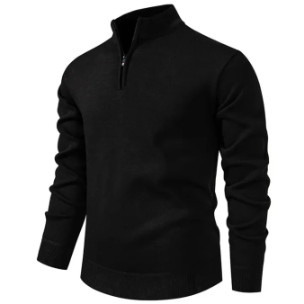 Men’s Half-Zip Fleece-Lined Sweater Set – Long Sleeve, Loose Fit, Solid Colour for Office & Parties, Autumn/Winter---Buy 2 Get 15% Off & Free Shipping!