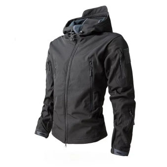 Men’s Waterproof Windproof Softshell Tactical Jacket – Fleece-Lined Hooded Coat with Multi-Pockets for Outdoor Work & Training---Buy 2 Get 15% Off & Free Shipping!