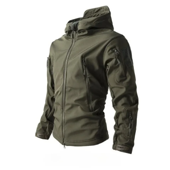 Men’s Waterproof Windproof Softshell Tactical Jacket – Fleece-Lined Hooded Coat with Multi-Pockets for Outdoor Work & Training---Buy 2 Get 15% Off & Free Shipping!