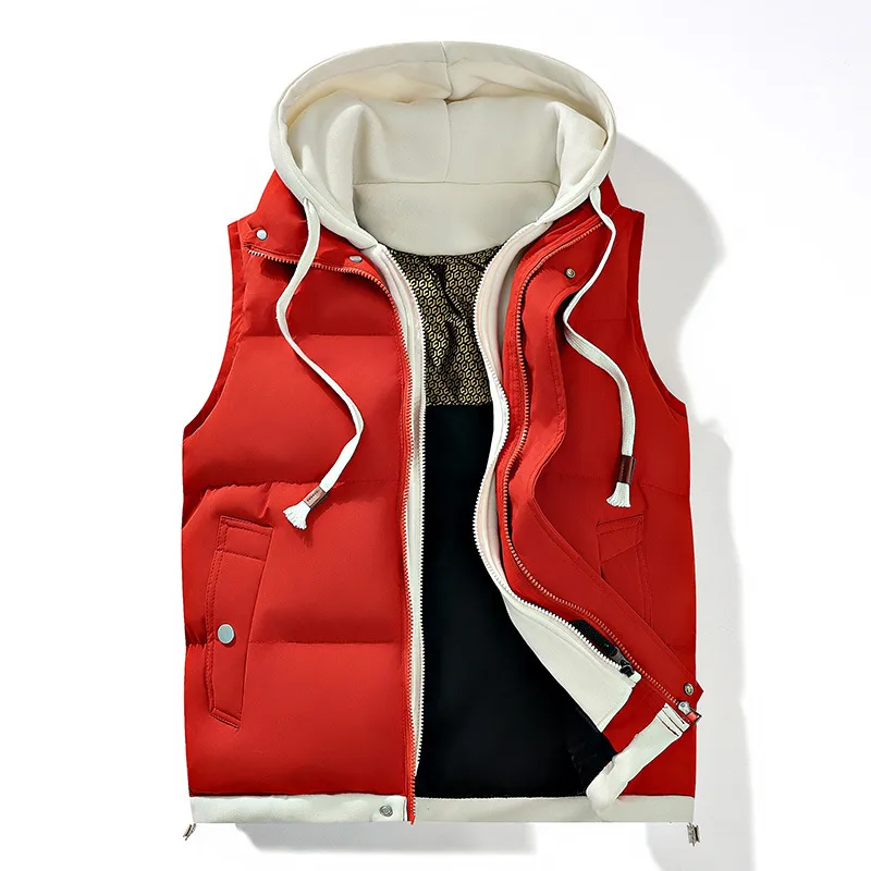 Men’s & Women‘s Matching Hooded Gilet –Faux Two-Piece， Thickened Polyester , Slim Fit, Foldable, Casual Warm Layer for Autumn/Winter---Buy 2 Get 15% Off & Free Shipping!