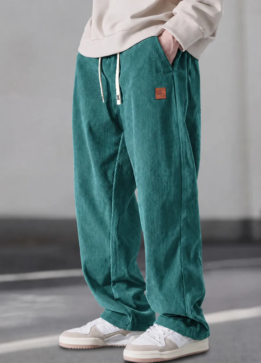 Men’s 3-Piece Woven Trousers Set – Straight-Leg, Loose Fit, Drawstring Waist, Plain Casual for Spring/Autumn---Buy 2 Get 15% Off & Free Shipping!