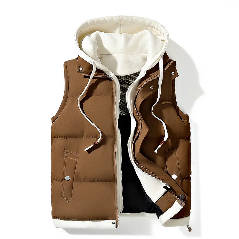 Men’s & Women‘s Matching Hooded Gilet –Faux Two-Piece， Thickened Polyester , Slim Fit, Foldable, Casual Warm Layer for Autumn/Winter---Buy 2 Get 15% Off & Free Shipping!