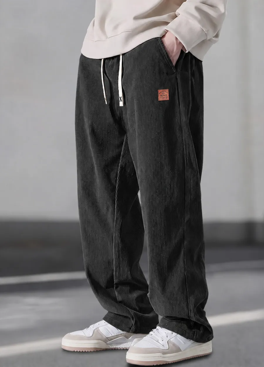 Men’s 3-Piece Woven Trousers Set – Straight-Leg, Loose Fit, Drawstring Waist, Plain Casual for Spring/Autumn---Buy 2 Get 15% Off & Free Shipping!