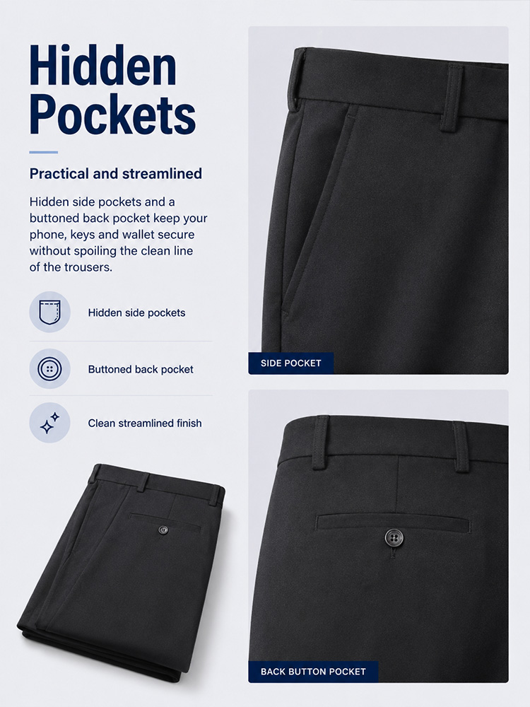Men's Stretch Dress Trousers – 4-Way Stretch,Expandable Waist, No Iron,Wrinkle-Free for Casual & Office---Buy 2 Get 15% Off & Free Shipping!