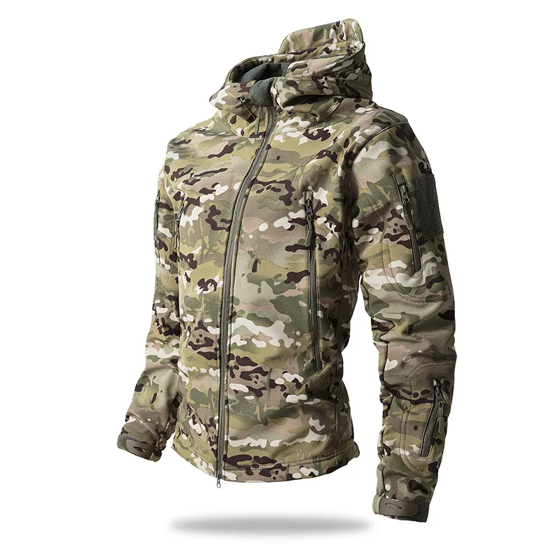 Men’s Waterproof Windproof Softshell Tactical Jacket – Fleece-Lined Hooded Coat with Multi-Pockets for Outdoor Work & Training---Buy 2 Get 15% Off & Free Shipping!