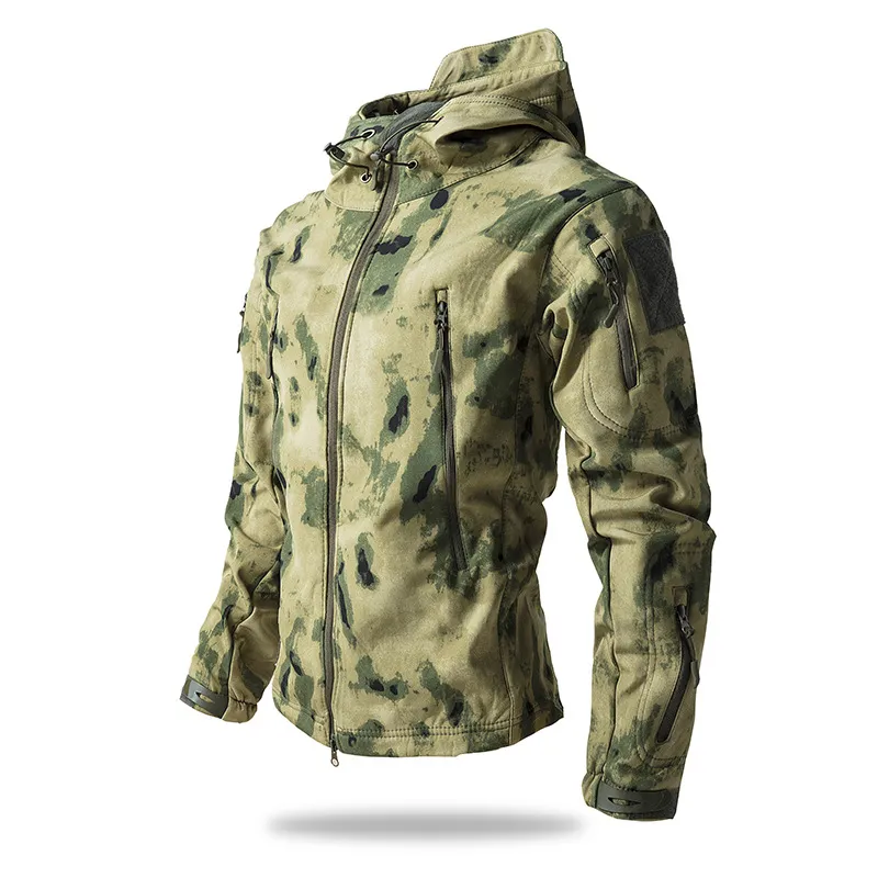 Men’s Waterproof Windproof Softshell Tactical Jacket – Fleece-Lined Hooded Coat with Multi-Pockets for Outdoor Work & Training---Buy 2 Get 15% Off & Free Shipping!