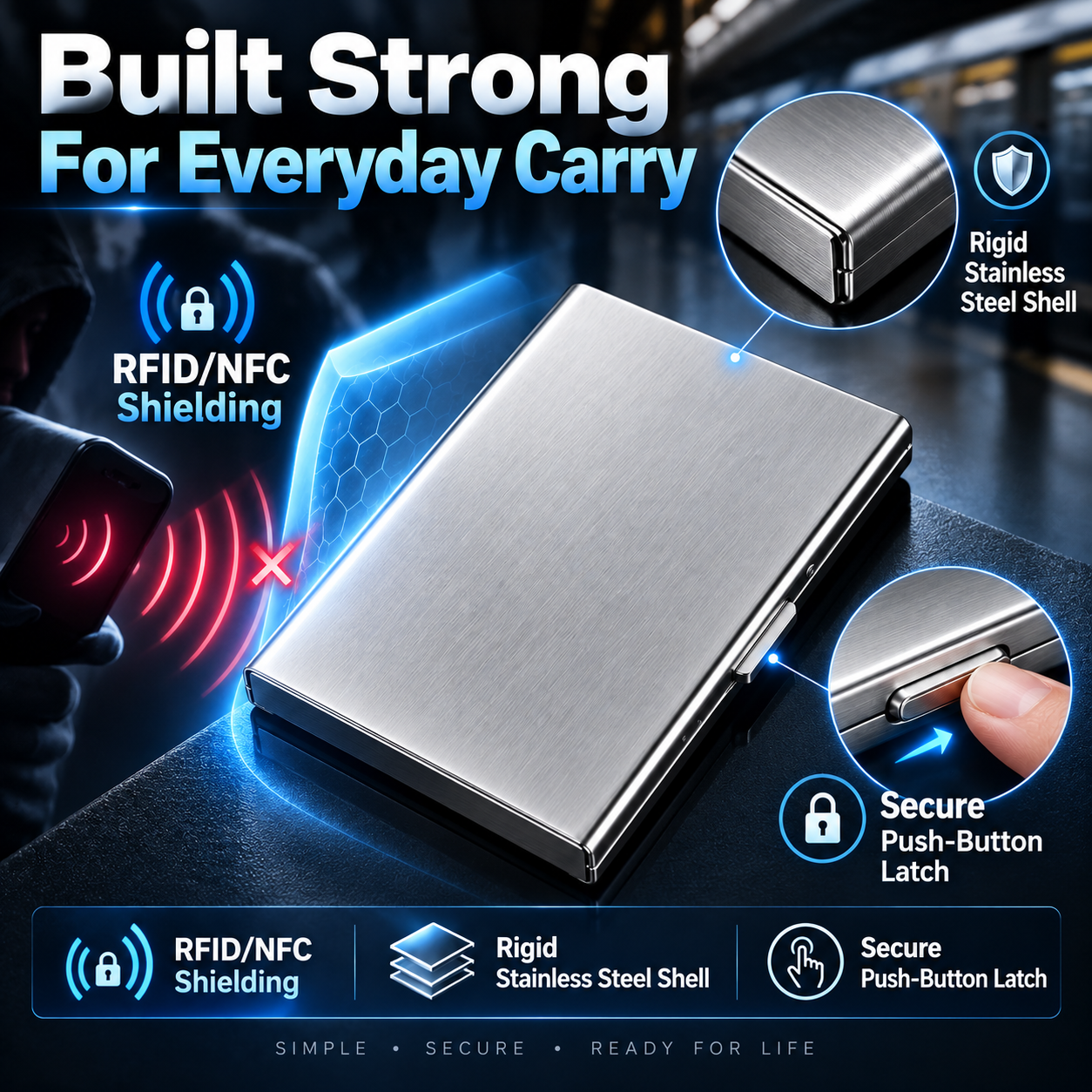 🔥80% OFF 🛡️RFID Blocking Stainless Steel Card Holder