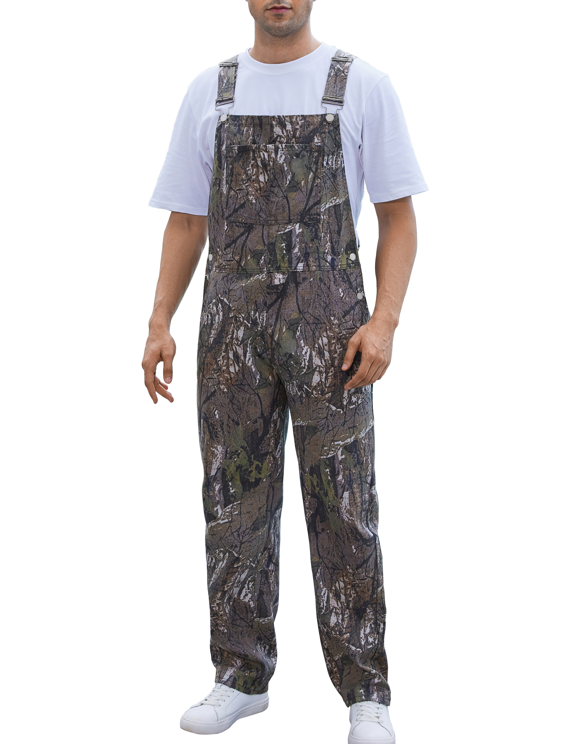 Camo Bibs Overalls for Men Adjustable Straps Work Utility Coveralls Camouflage Jumpsuit-LuckyFeb