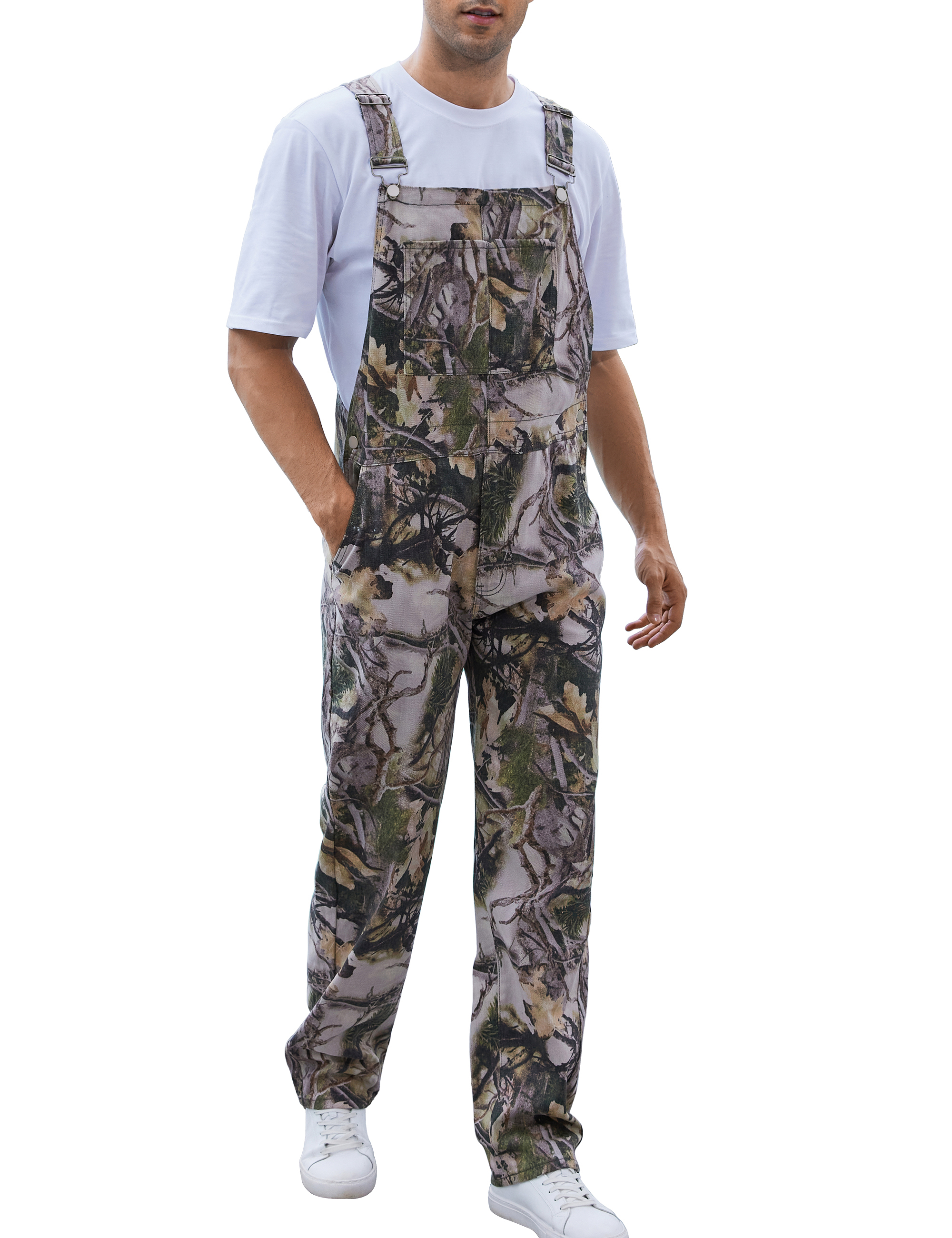Camo Bibs Overalls for Men Adjustable Straps Work Utility Coveralls Camouflage Jumpsuit-LuckyFeb