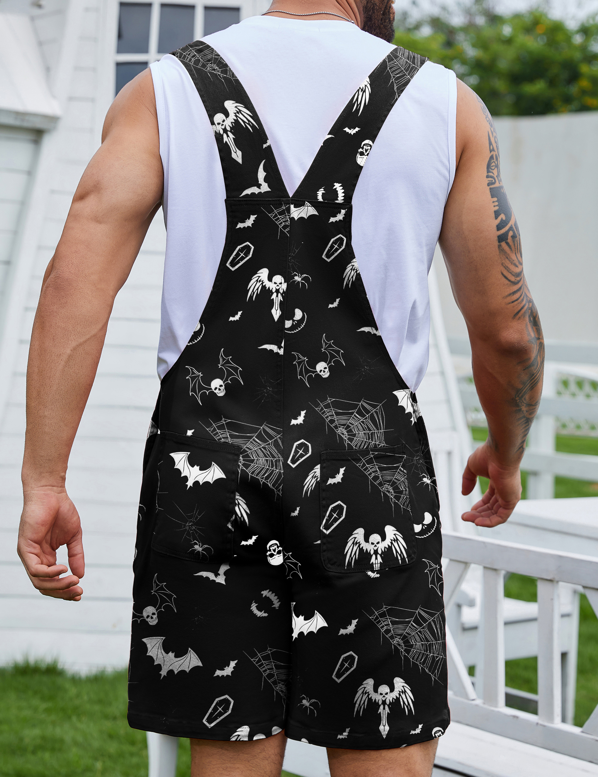 Bibs Overalls Men Cute Jumpsuit Work Coveralls Shorts Romper