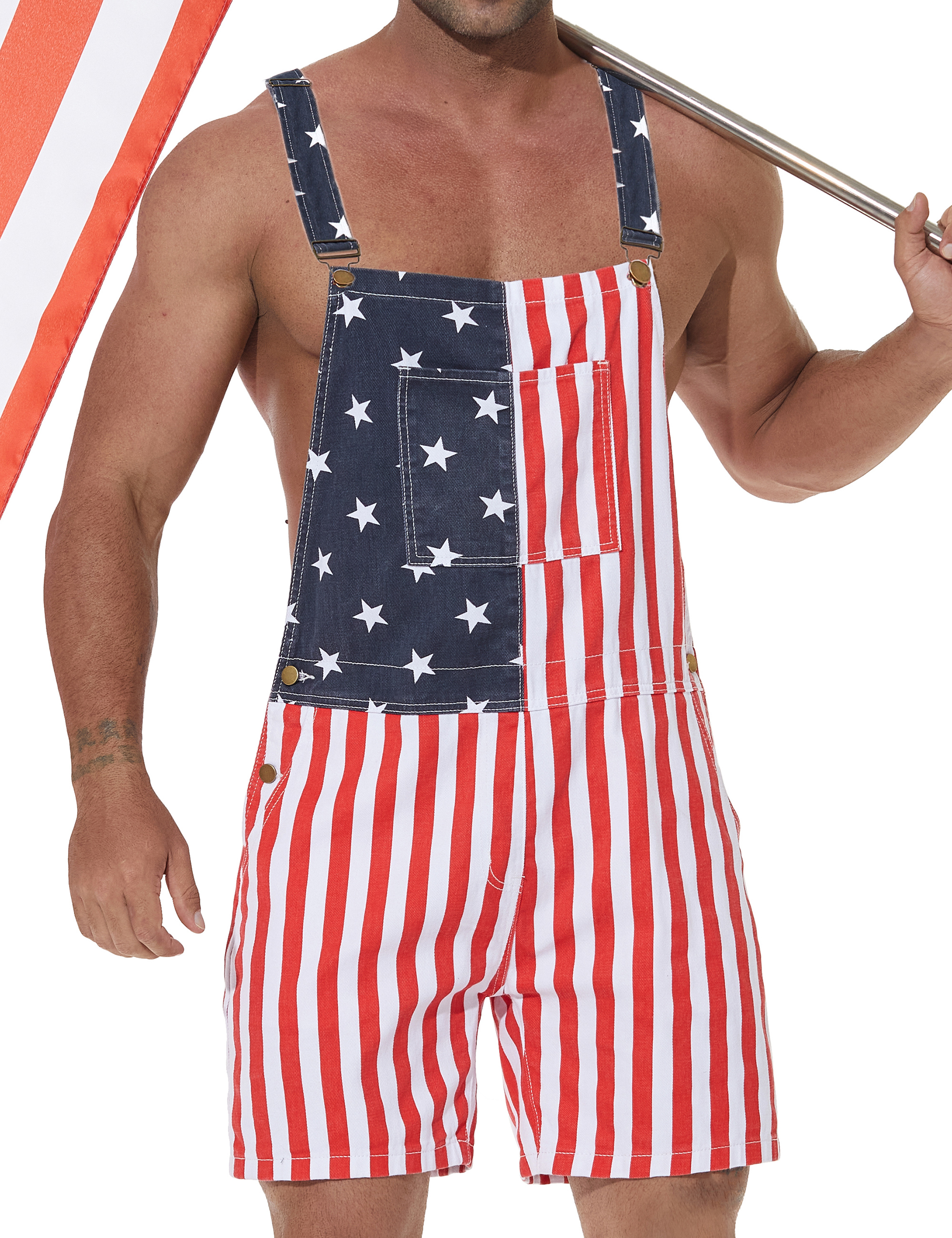 Unisex Printed Overalls Shorts Romper Festival Jumpsuits Work Bibs Coveralls Gifts for Men and Women-LuckyFeb