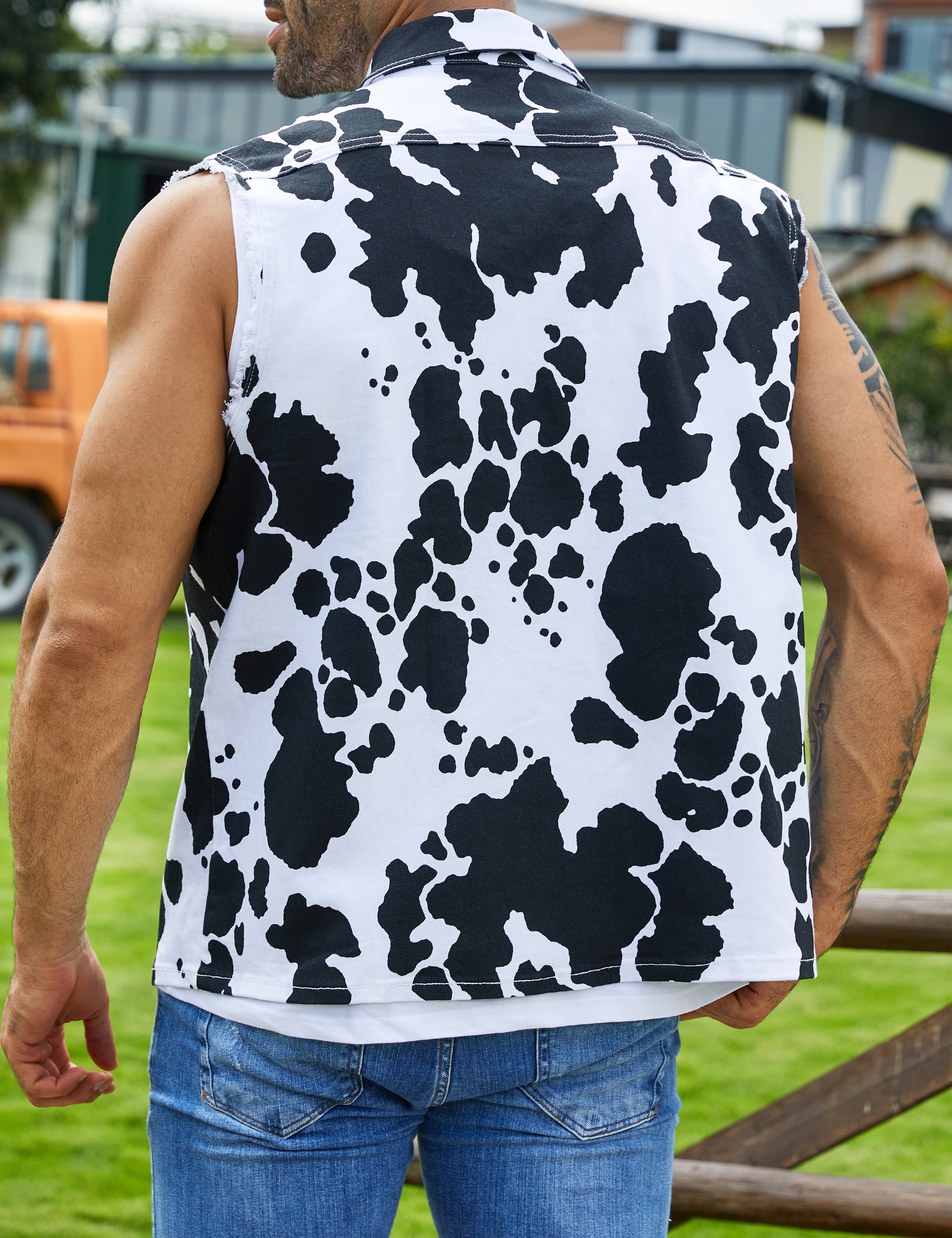 Cow Print Vest Men Western Outfit Halloween Costumes-LuckyFeb