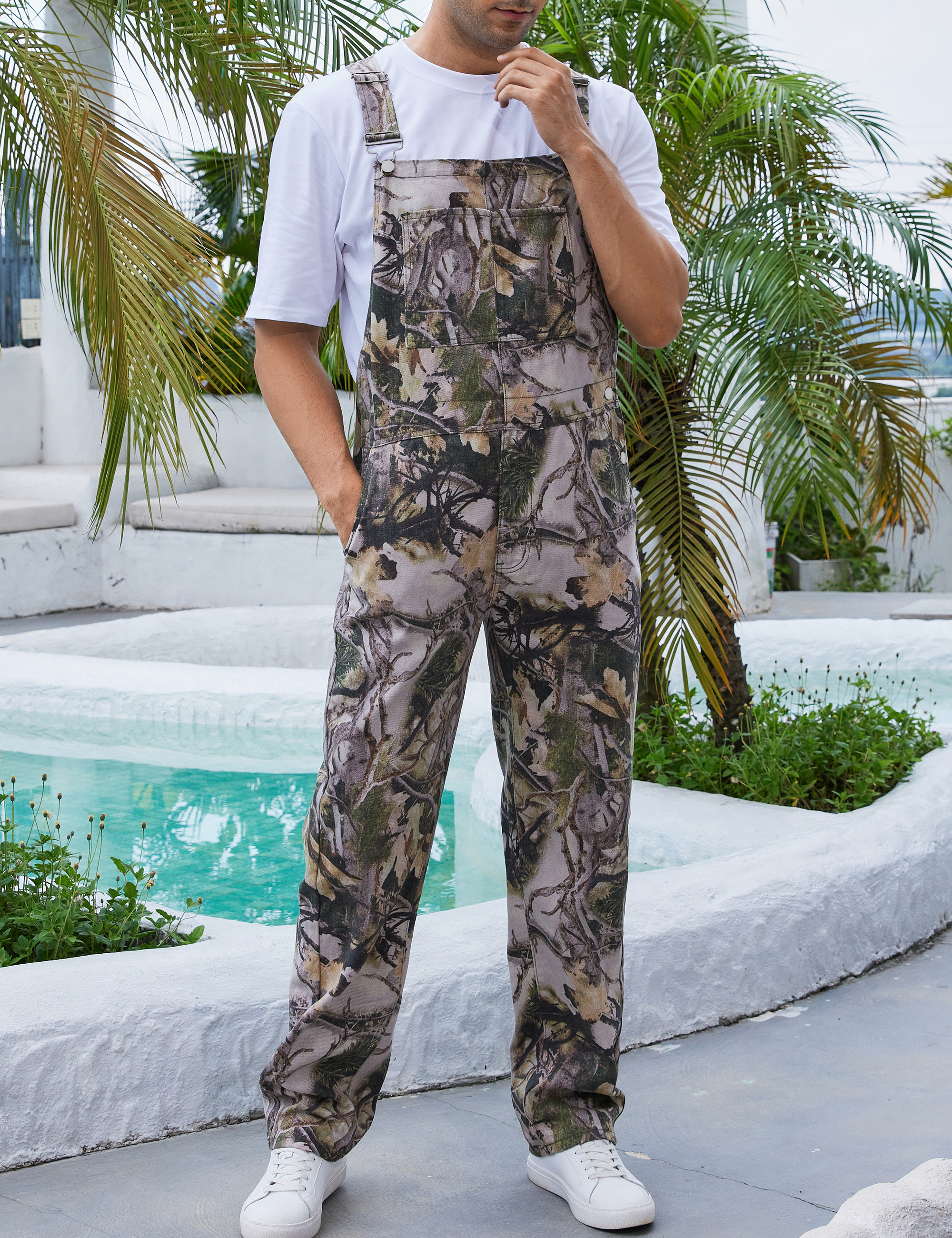 Camo Bibs Overalls for Men Adjustable Straps Work Utility Coveralls Camouflage Jumpsuit-LuckyFeb