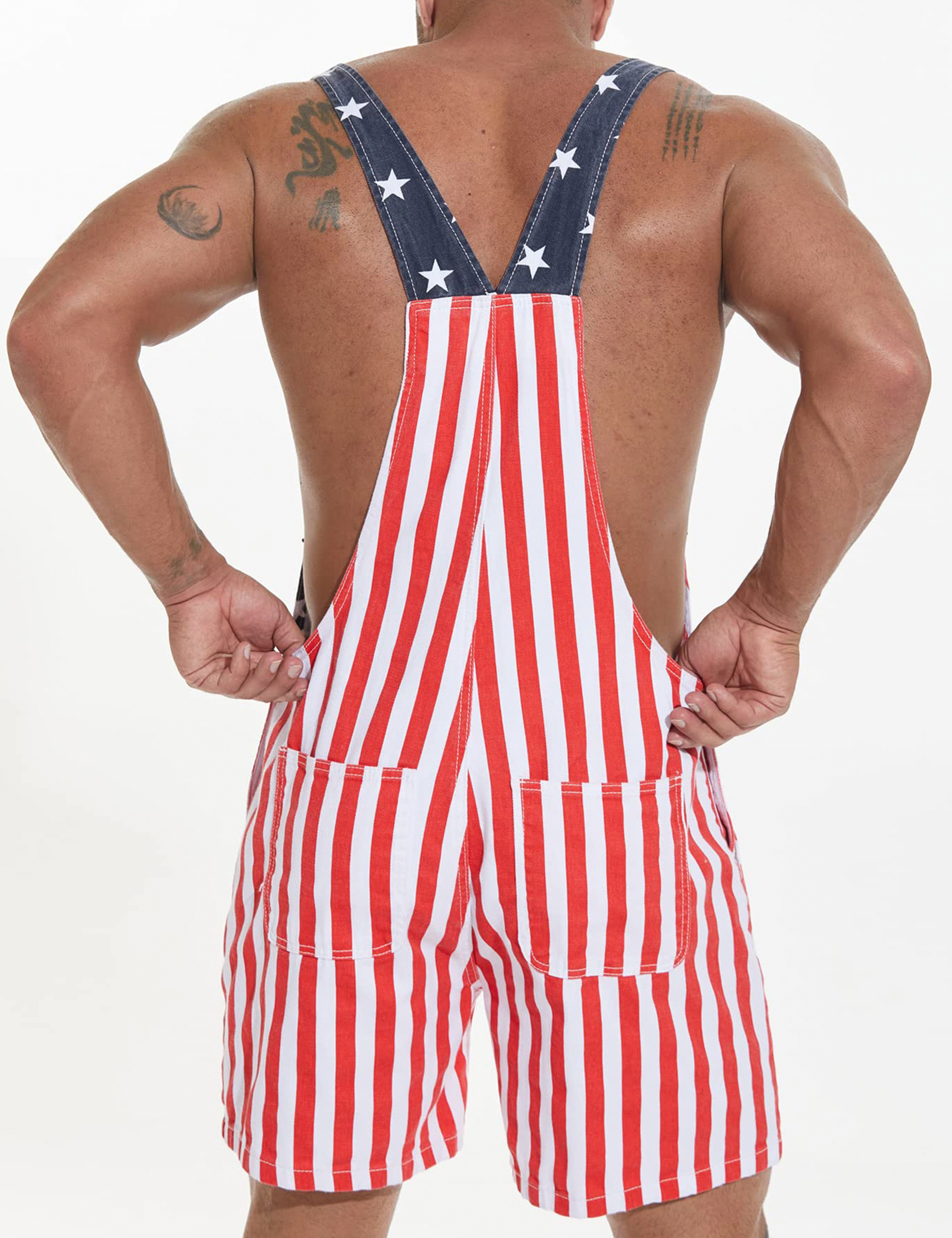 Unisex Printed Overalls Shorts Romper Festival Jumpsuits Work Bibs Coveralls Gifts for Men and Women-LuckyFeb