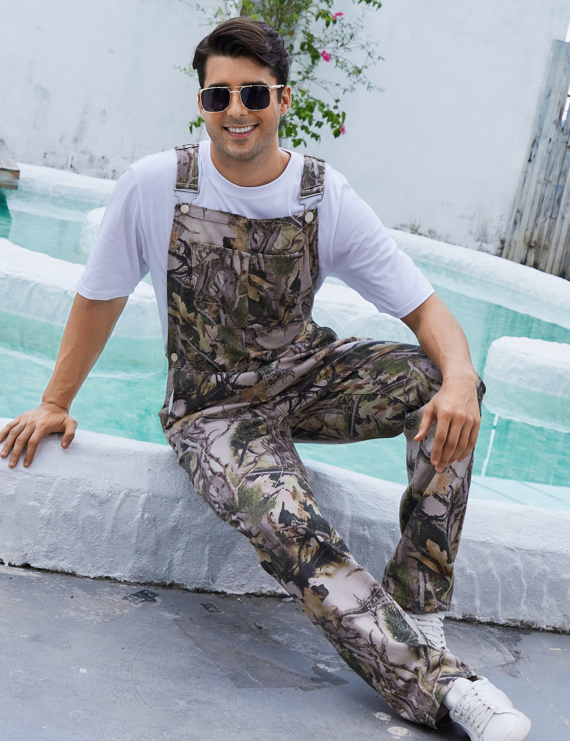 Camo Bibs Overalls for Men Adjustable Straps Work Utility Coveralls Camouflage Jumpsuit-LuckyFeb