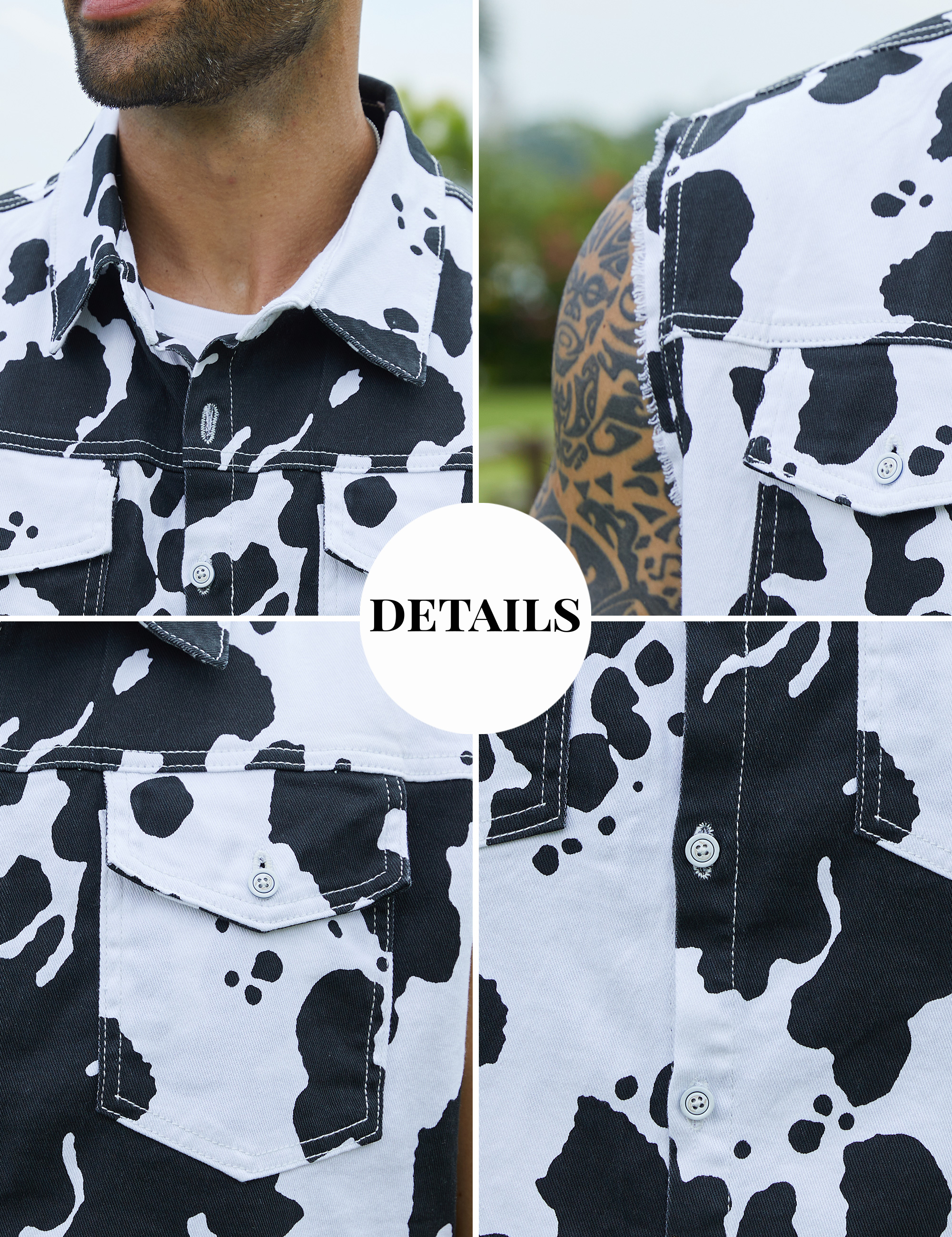 Cow Print Vest Men Western Outfit Halloween Costumes-LuckyFeb