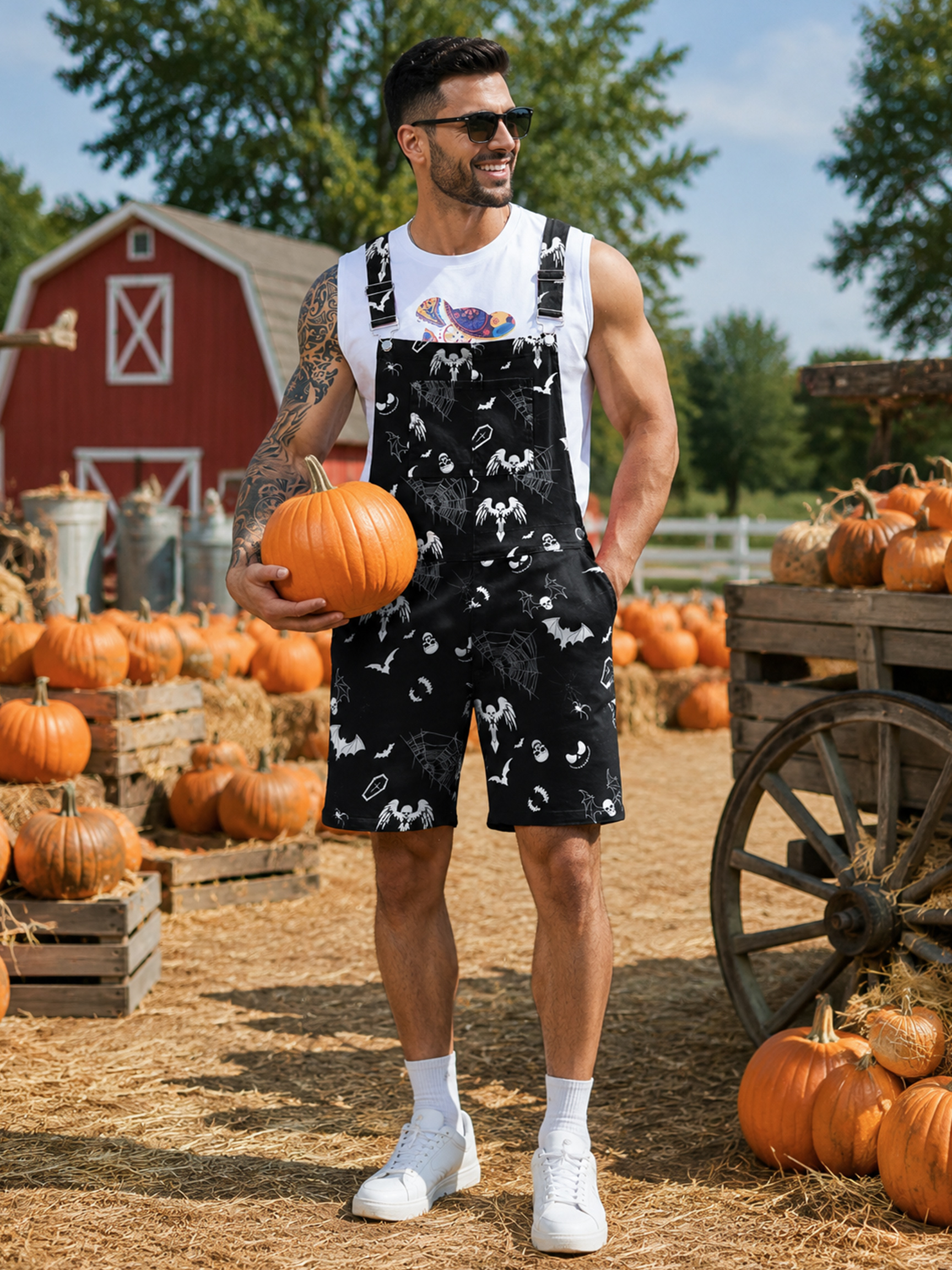 Bibs Overalls Men Cute Jumpsuit Work Coveralls Shorts Romper