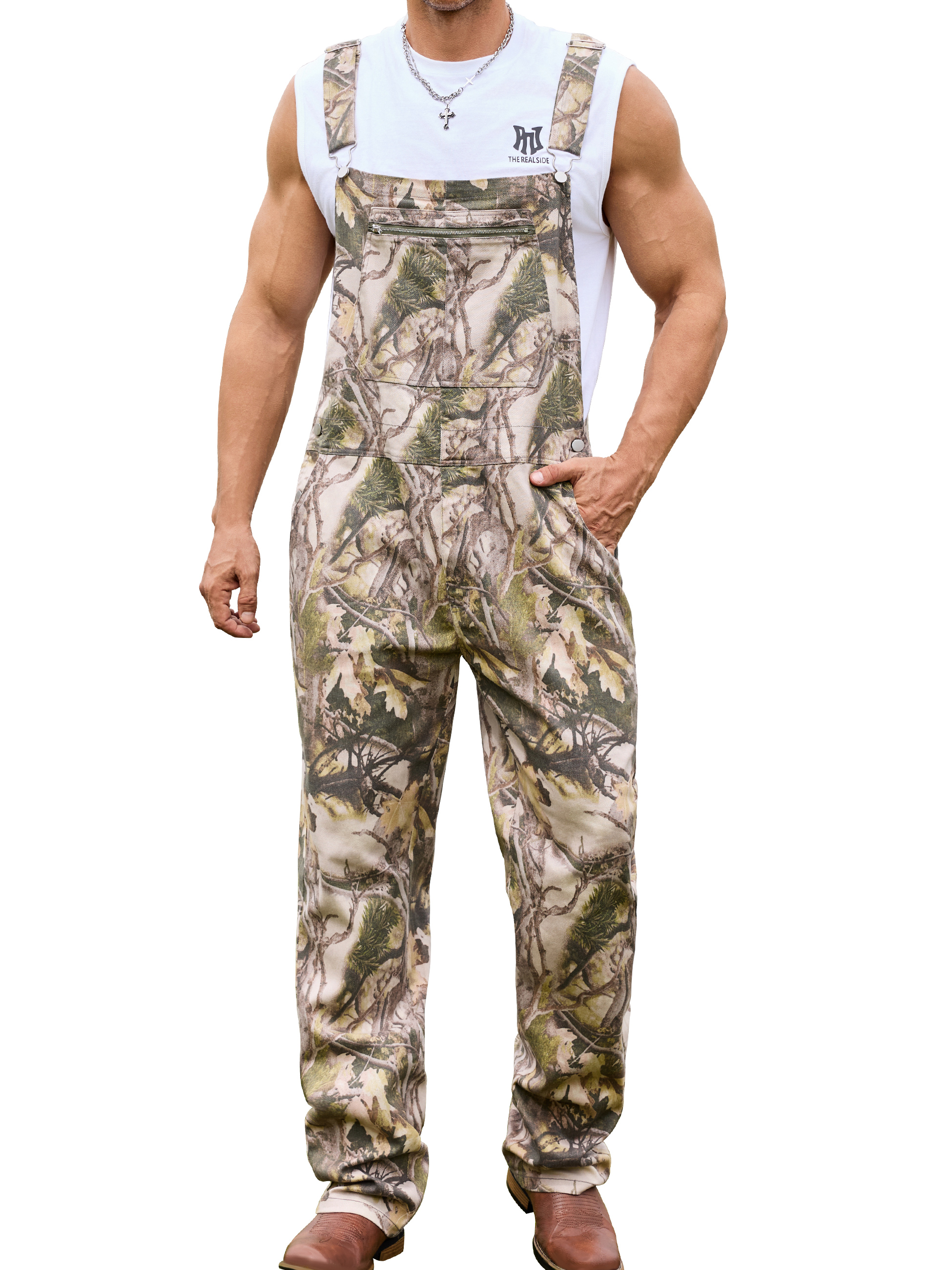 Camo Overalls for Men Camouflage Jumpsuit Bib Coveralls