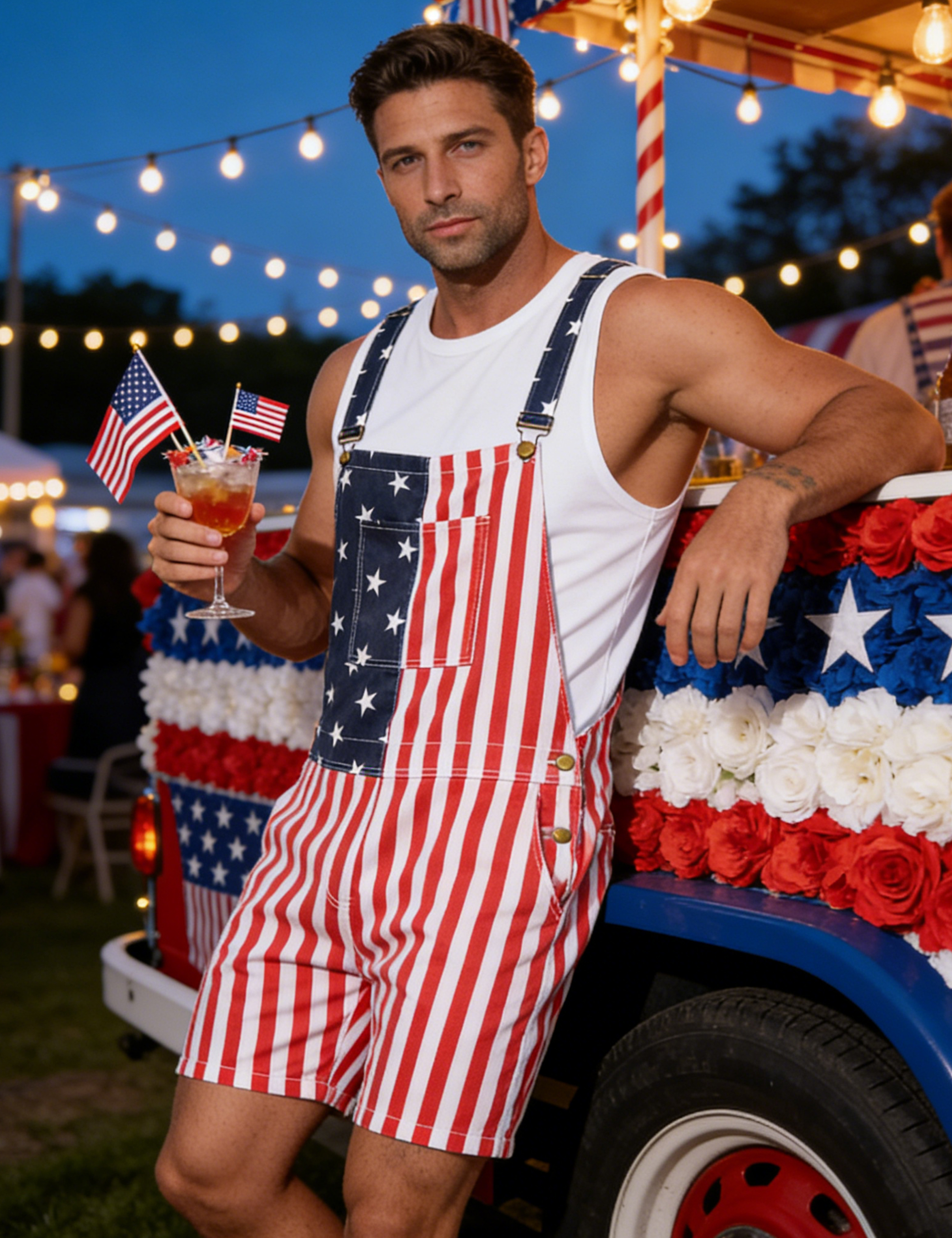 Unisex Printed Overalls Shorts Romper Festival Jumpsuits Work Bibs Coveralls Gifts for Men and Women-LuckyFeb