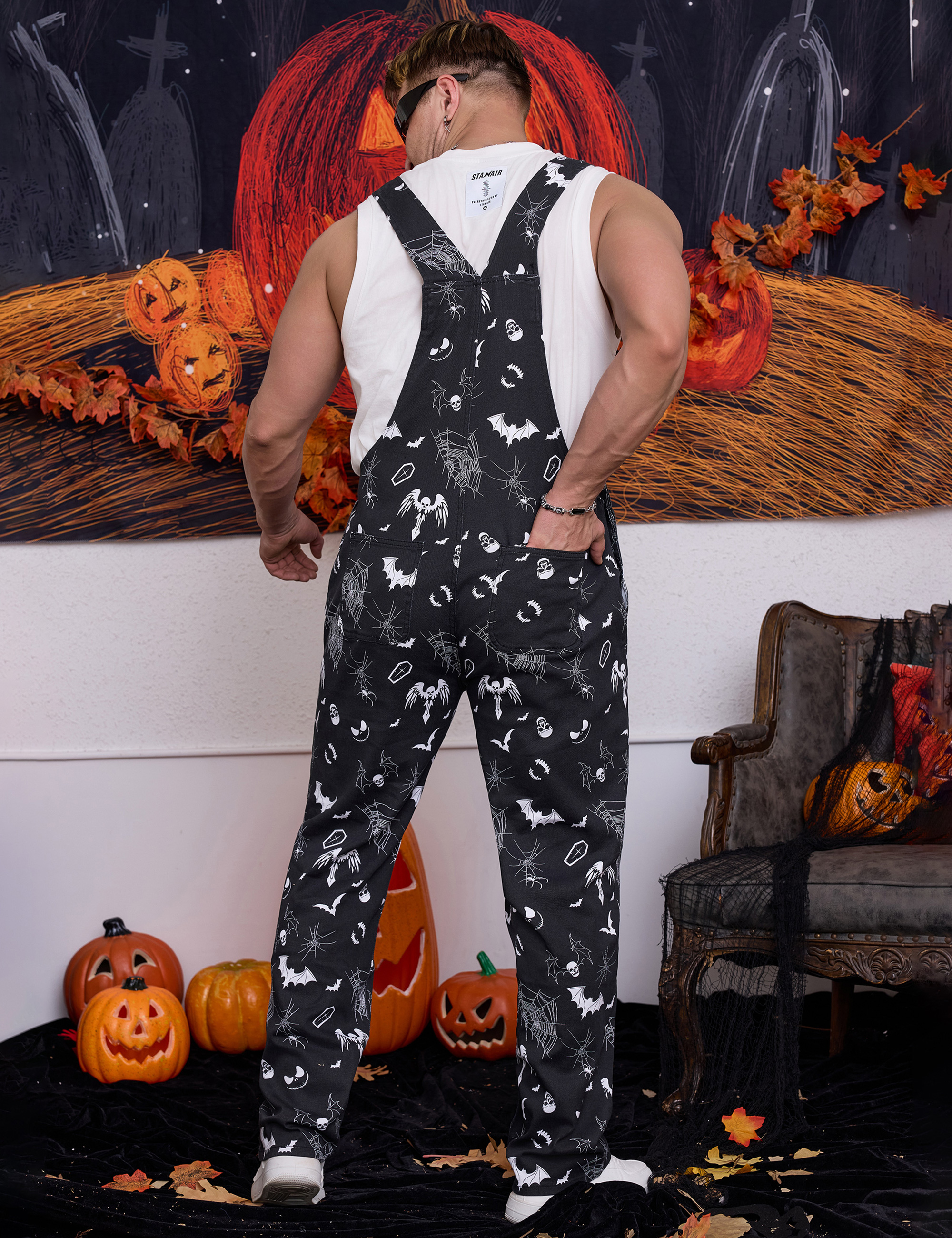 Mens Overalls Bib Coveralls Halloween Jumpsuit for Adults
