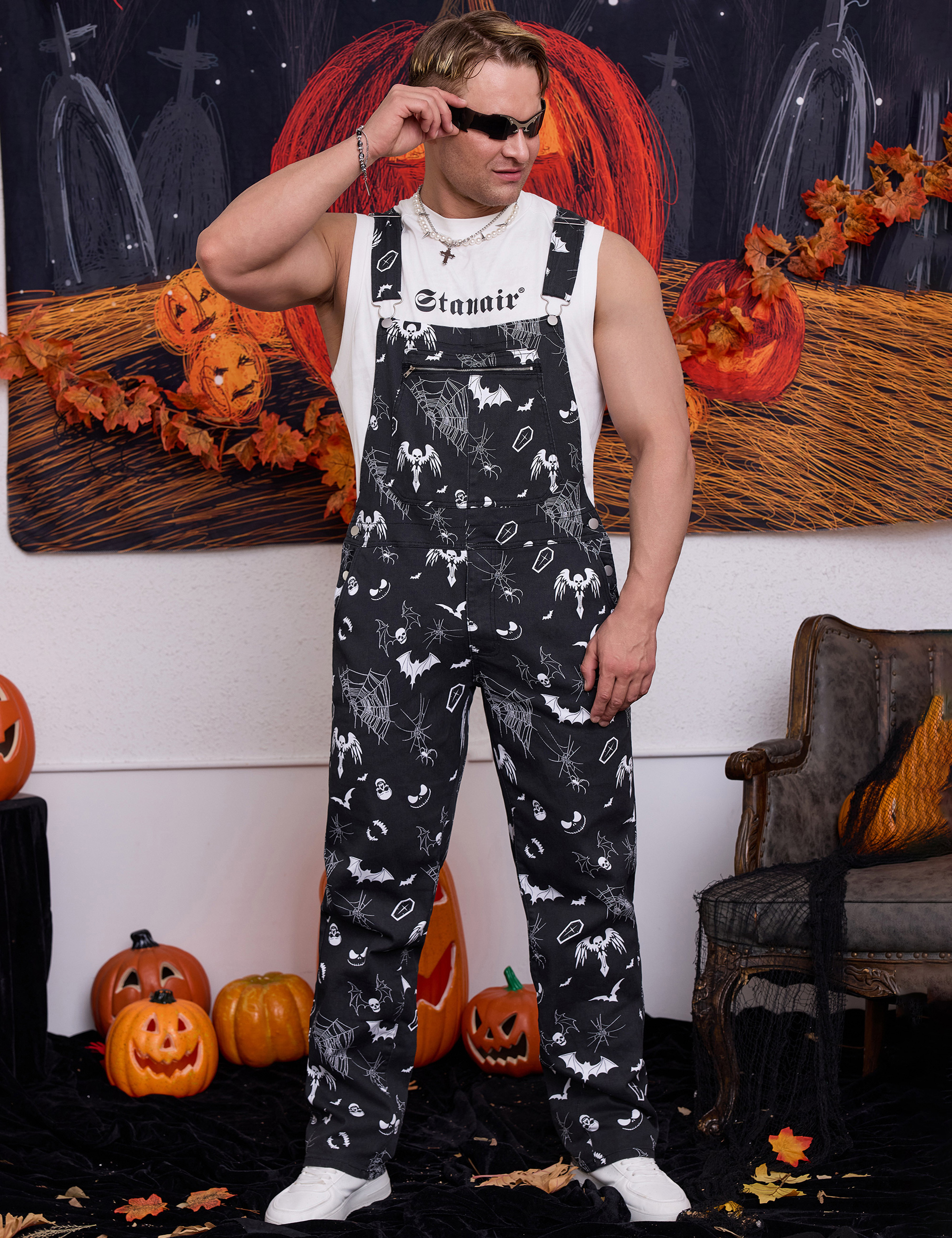 Mens Overalls Bib Coveralls Halloween Jumpsuit for Adults