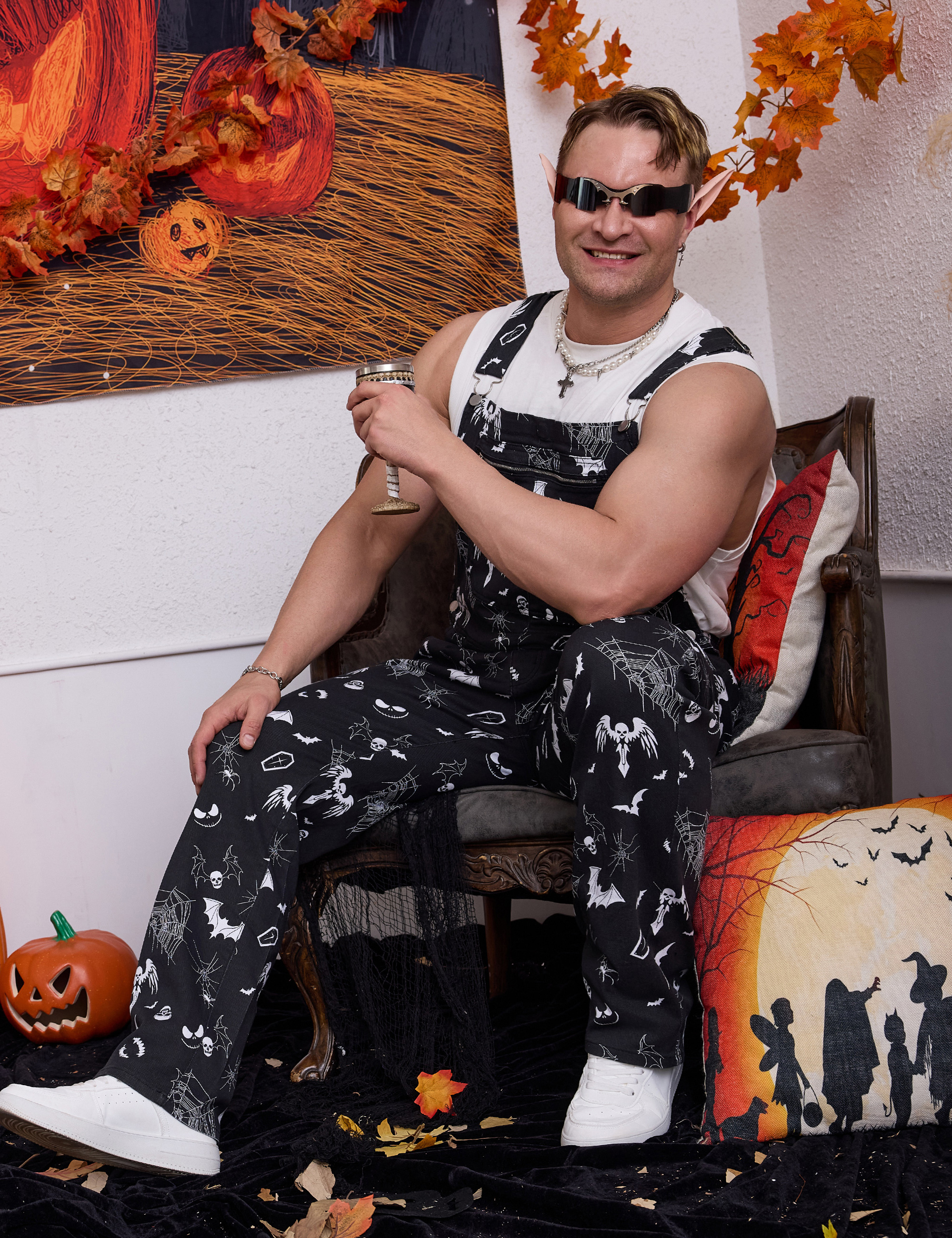 Mens Overalls Bib Coveralls Halloween Jumpsuit for Adults