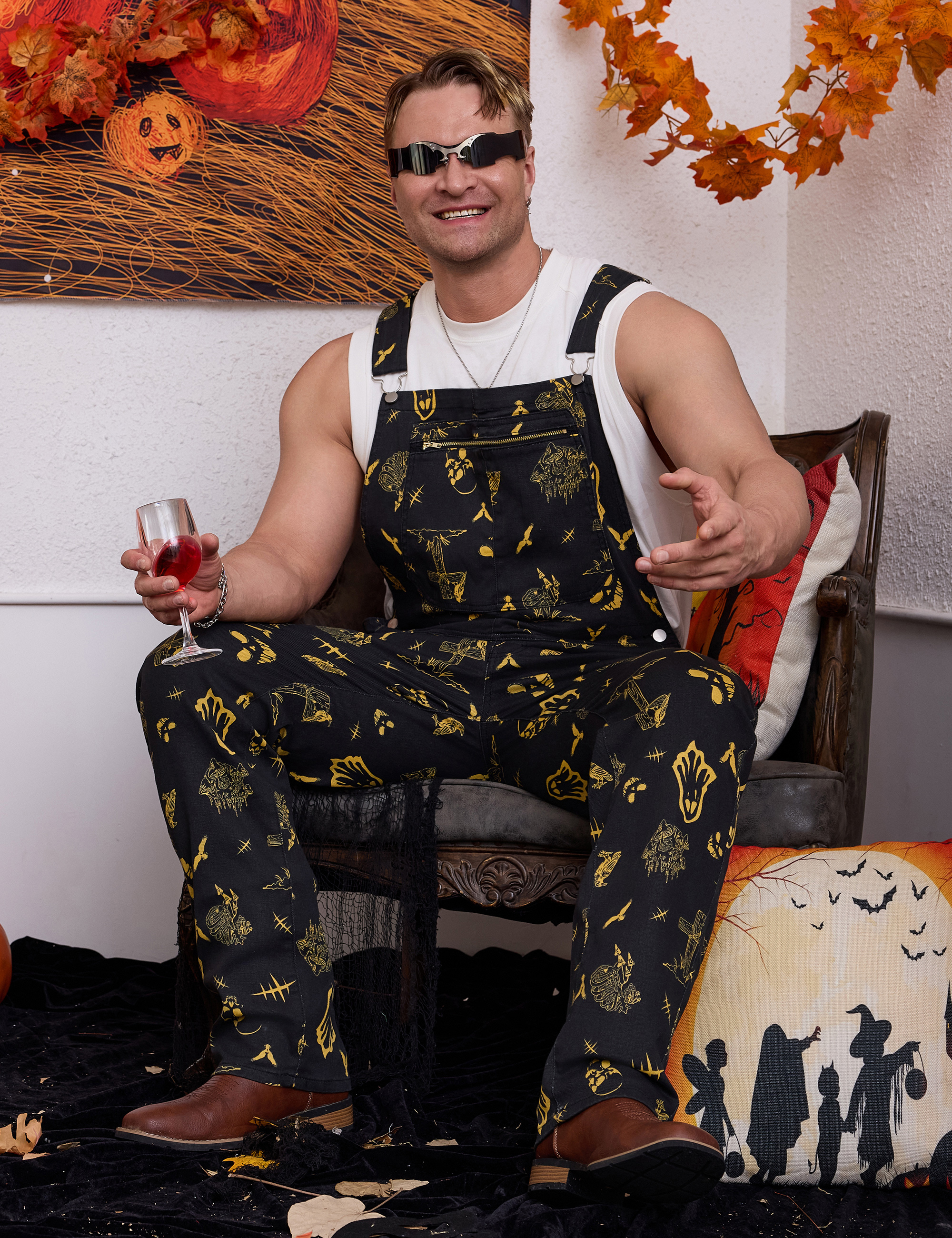 Mens Overalls Bib Coveralls Halloween Jumpsuit for Adults