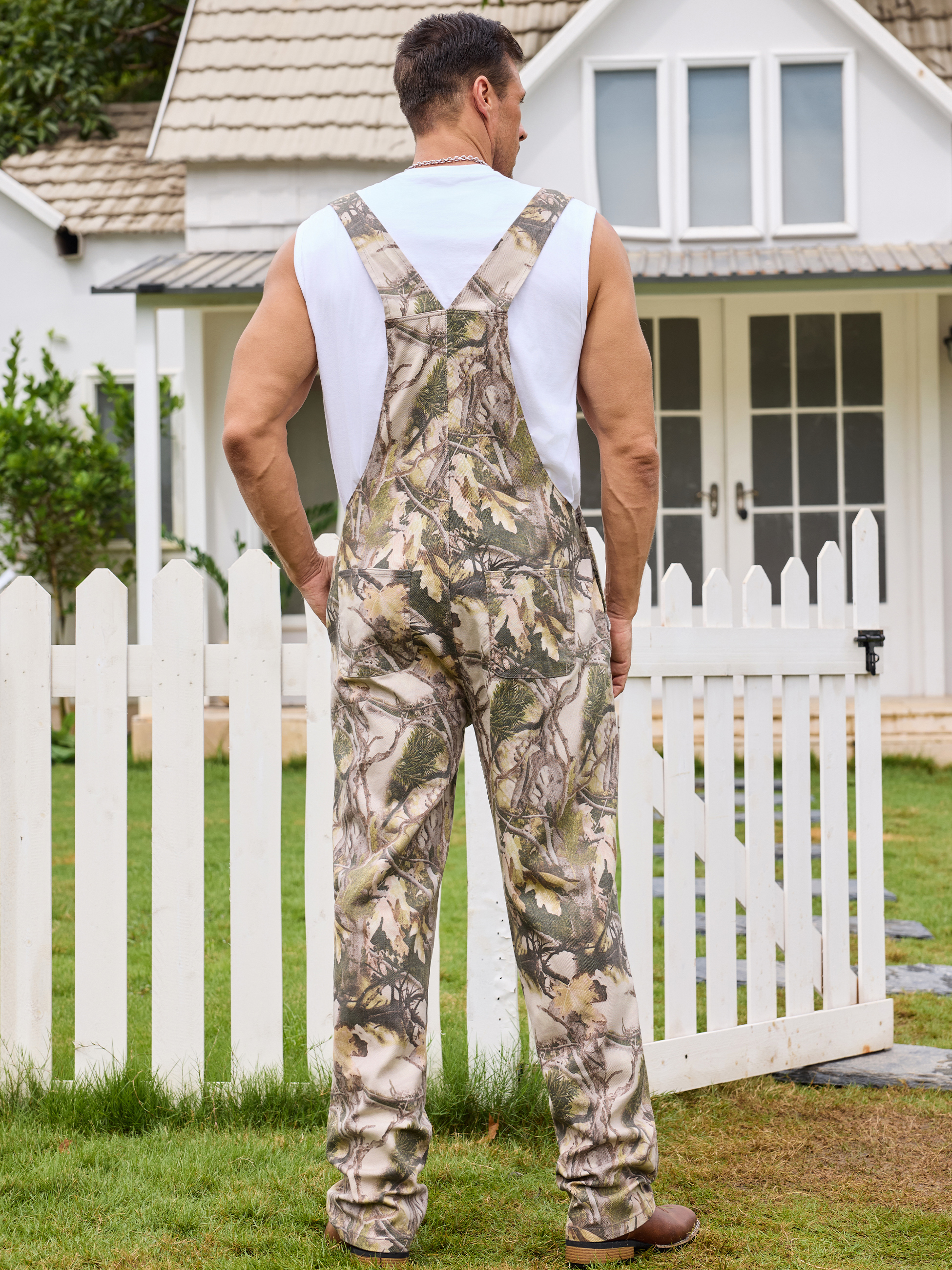 Camo Overalls for Men Camouflage Jumpsuit Bib Coveralls