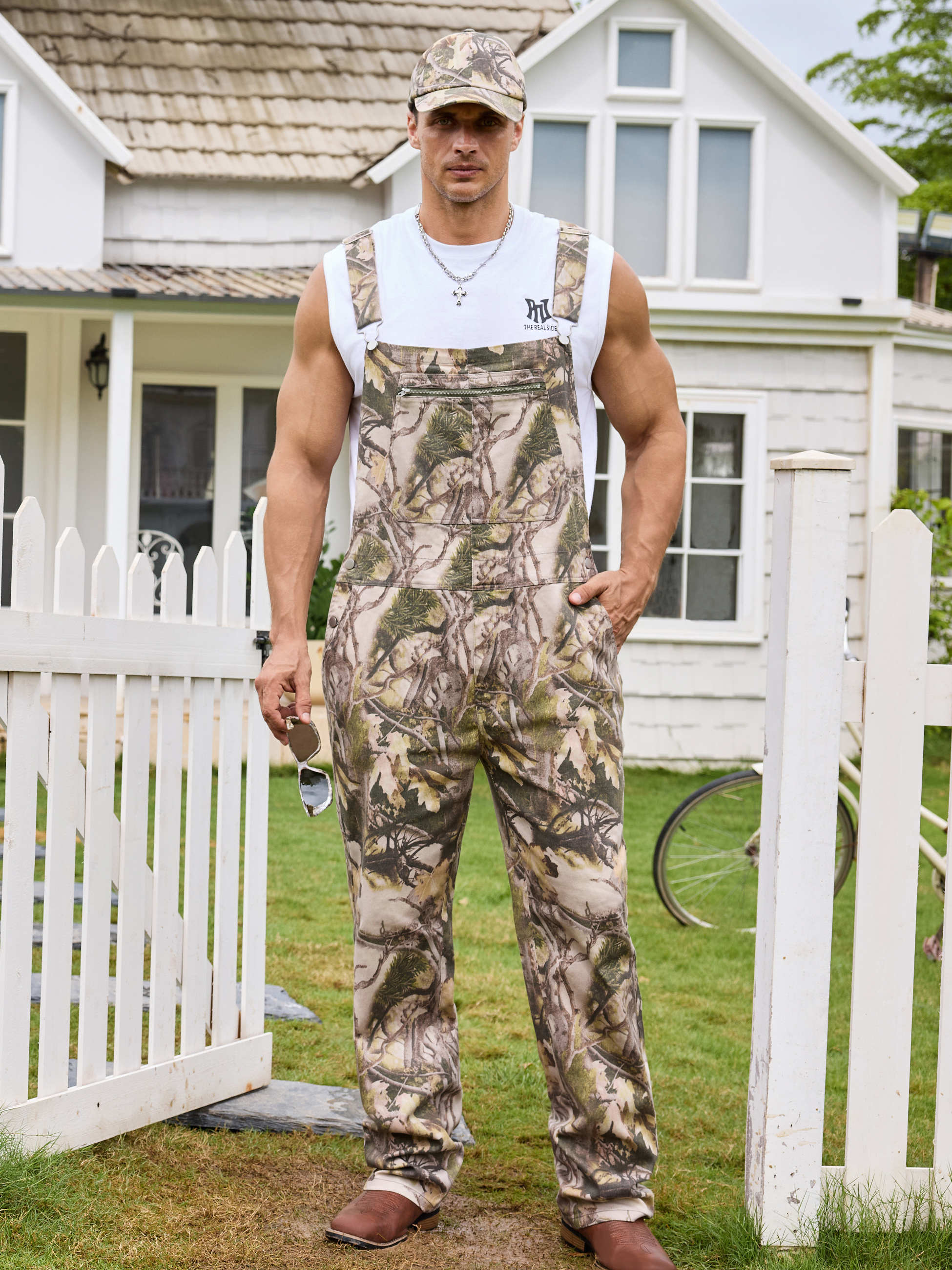 Camo Overalls for Men Camouflage Jumpsuit Bib Coveralls