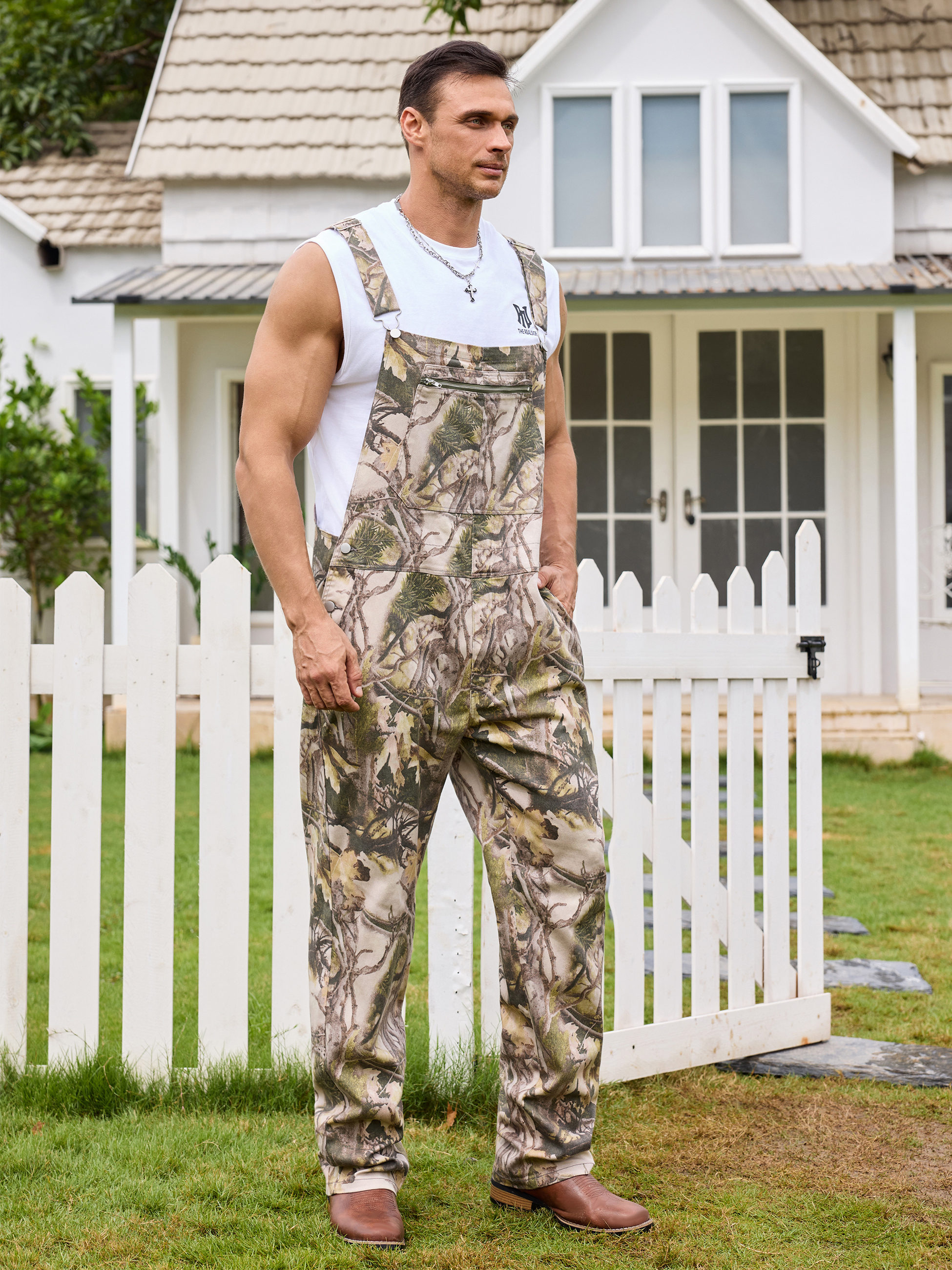 Camo Overalls for Men Camouflage Jumpsuit Bib Coveralls