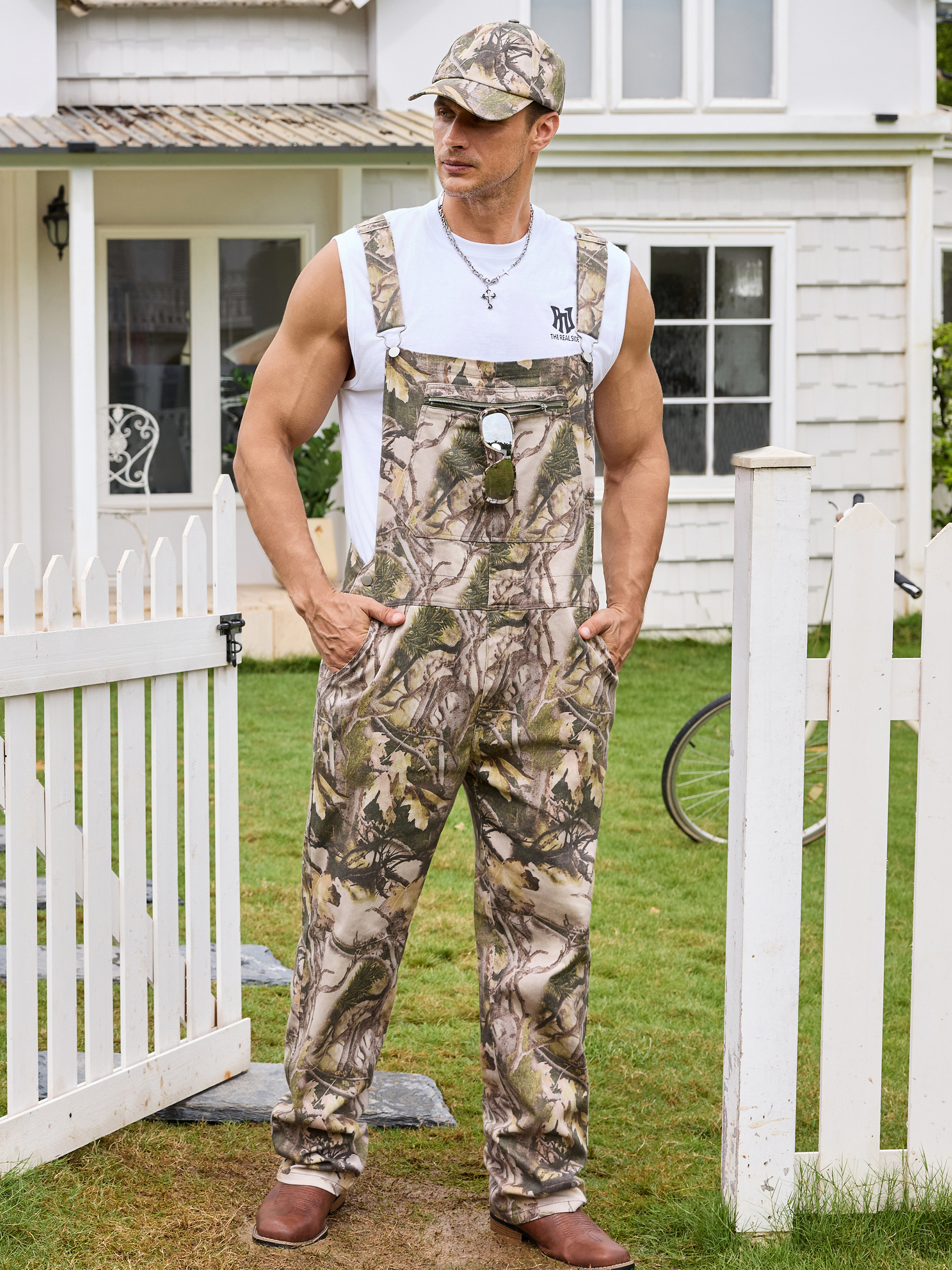 Camo Overalls for Men Camouflage Jumpsuit Bib Coveralls