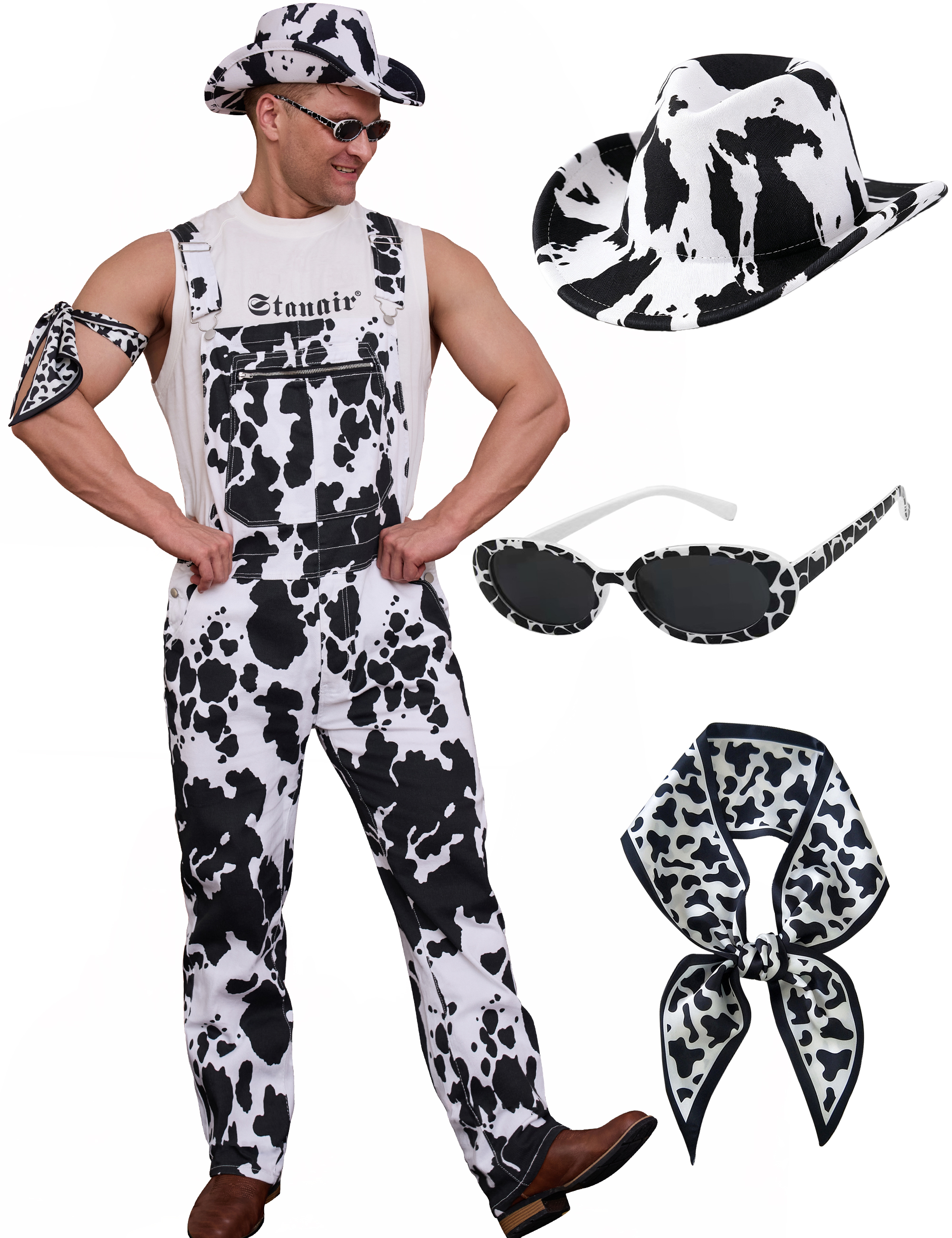 4 Pcs Festival Outfits Overalls for Men Holiday Gifts