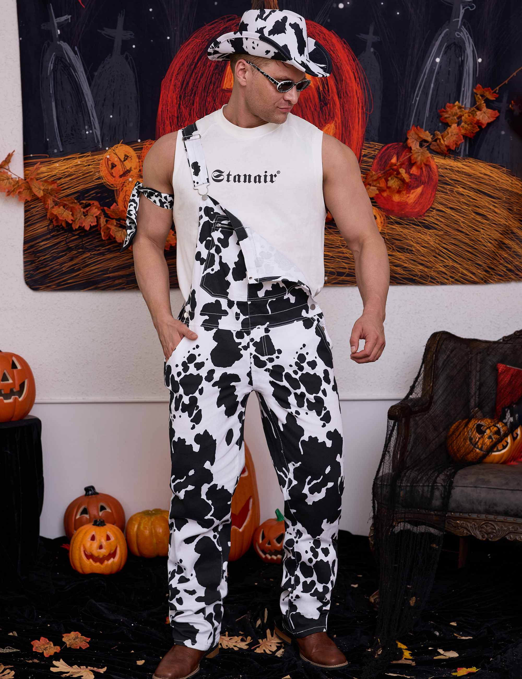 4 Pcs Festival Outfits Overalls for Men Holiday Gifts