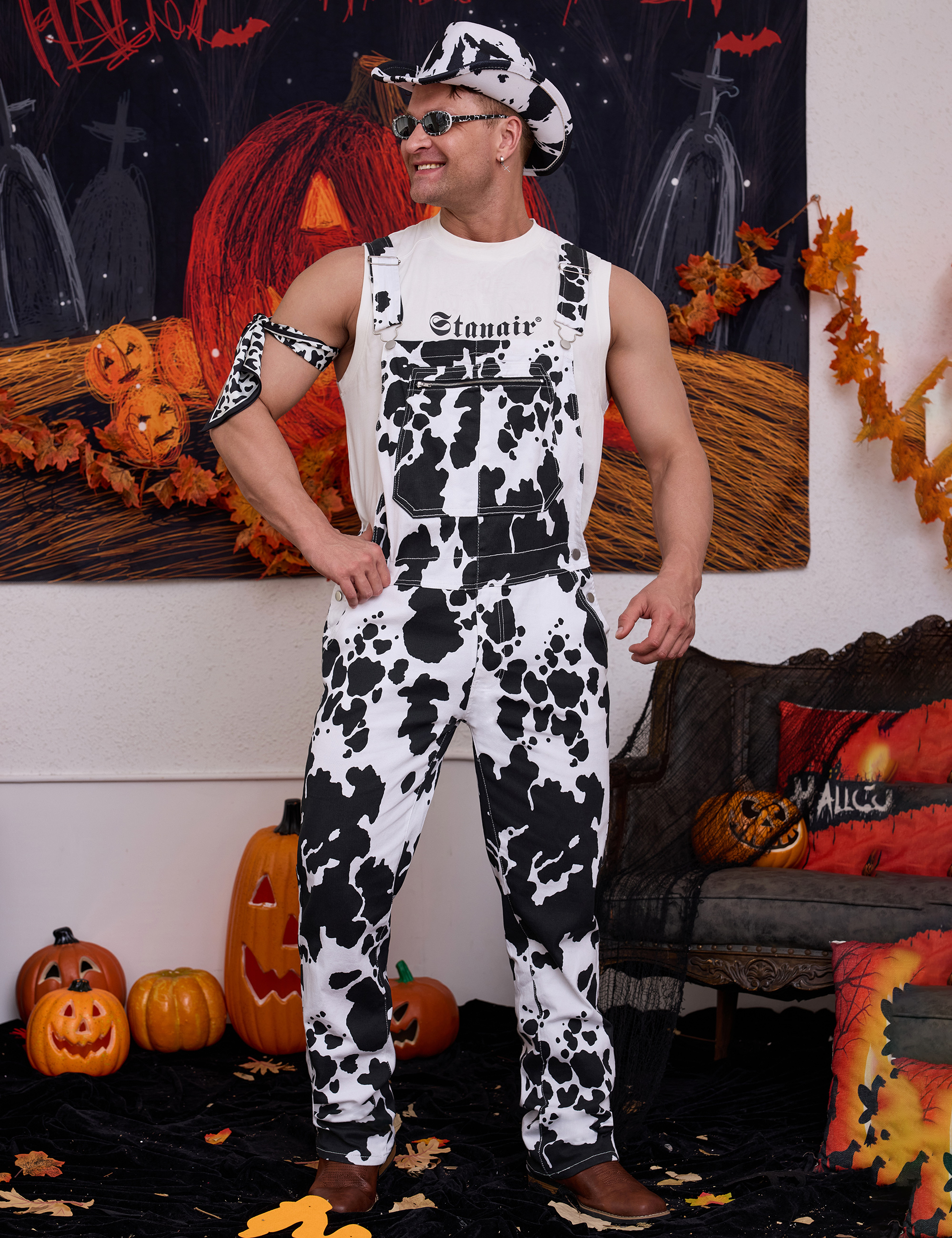 4 Pcs Festival Outfits Overalls for Men Holiday Gifts