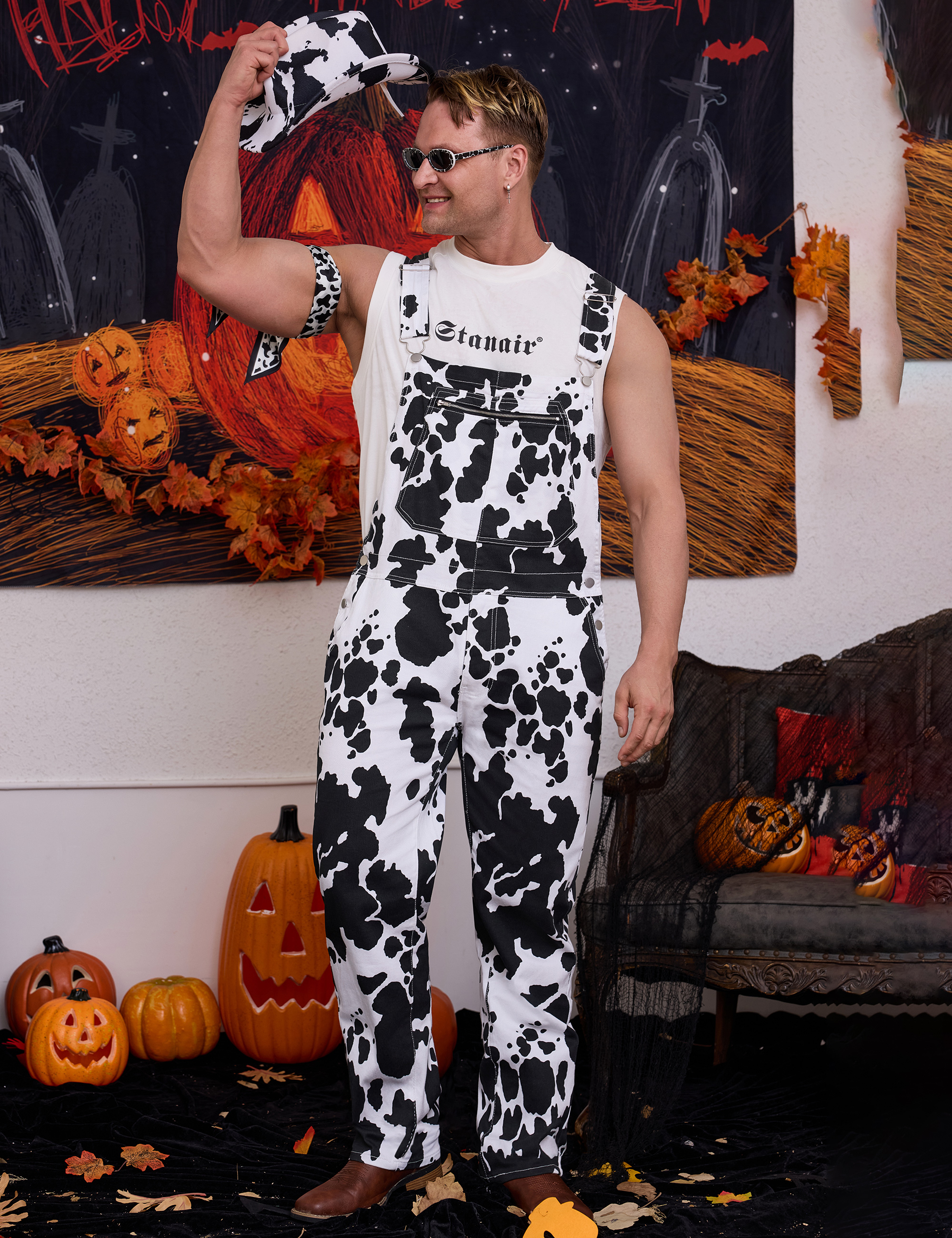 4 Pcs Festival Outfits Overalls for Men Holiday Gifts