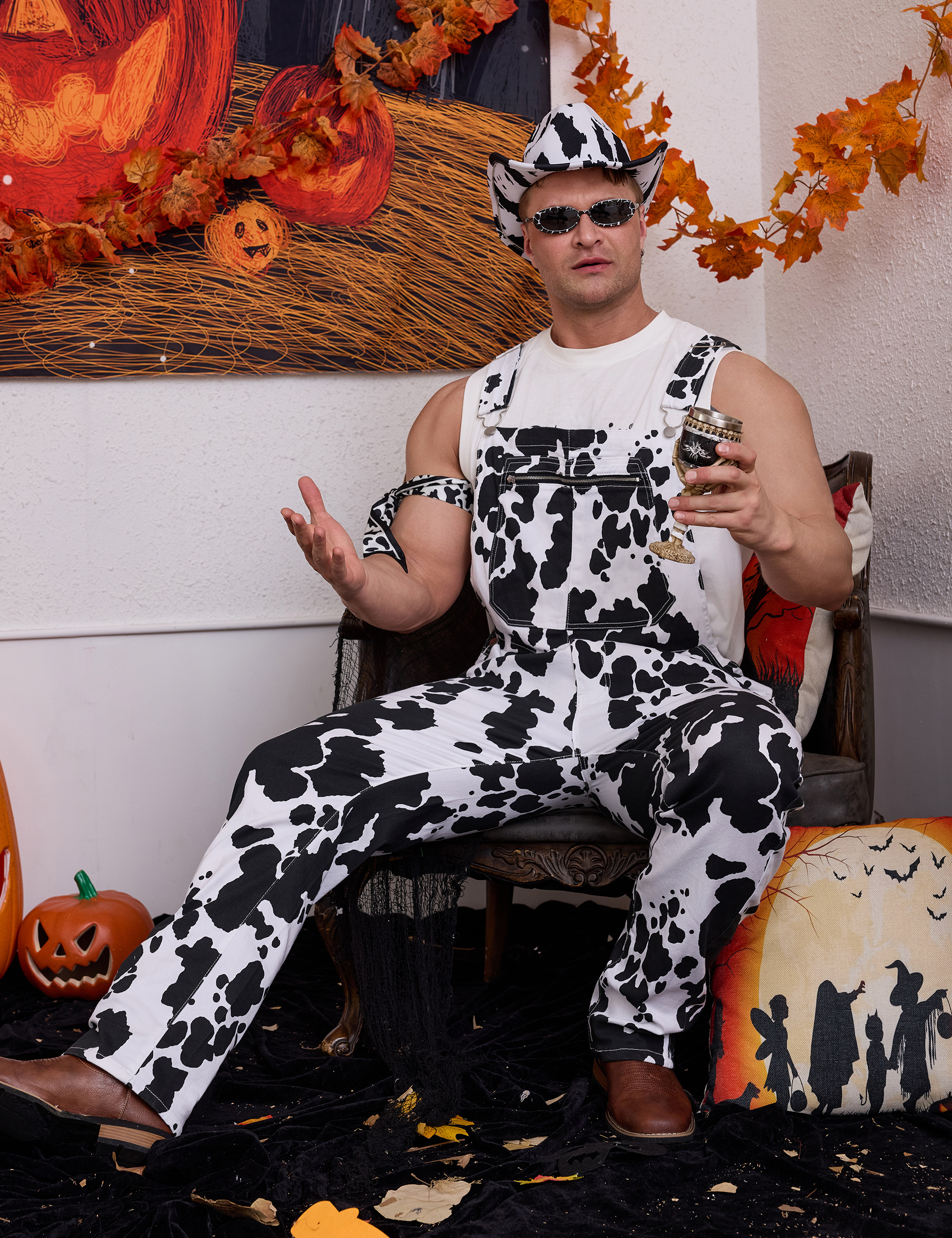 4 Pcs Festival Outfits Overalls for Men Holiday Gifts